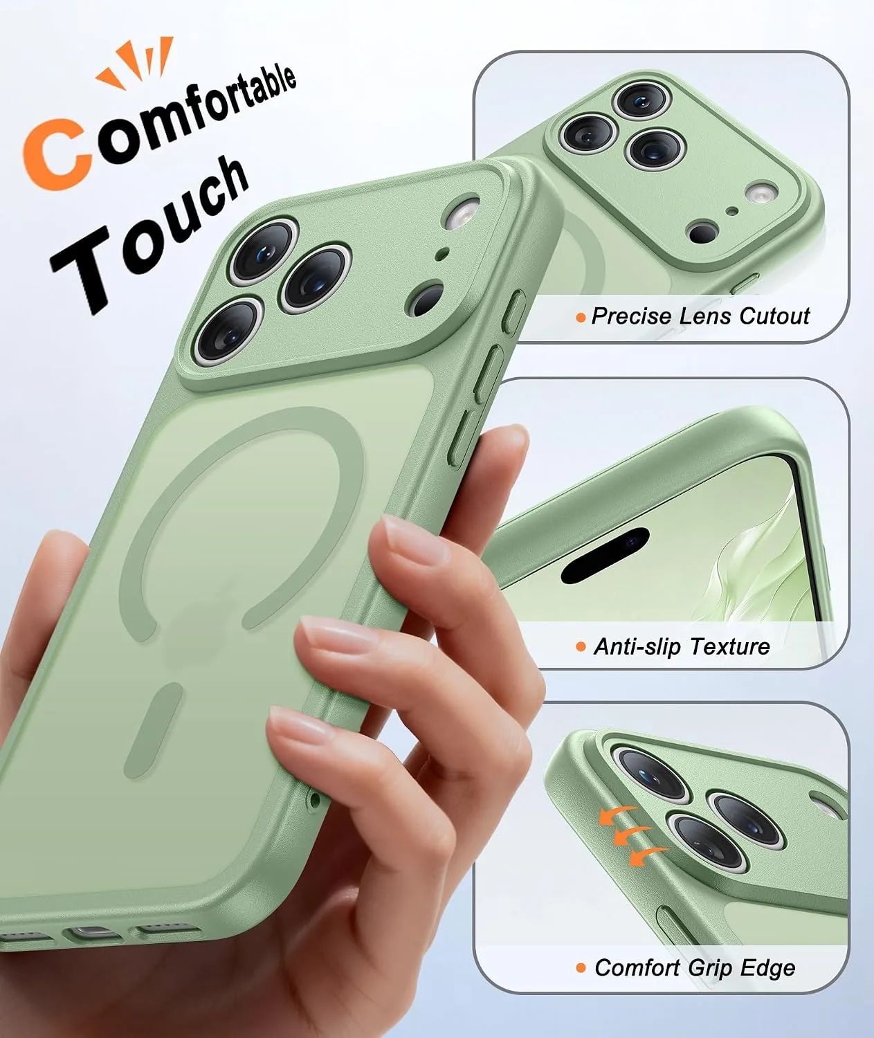 FNTCASE for iPhone 18 Pro Max / 17 Pro Max Case Fit for MagSafe Light Green