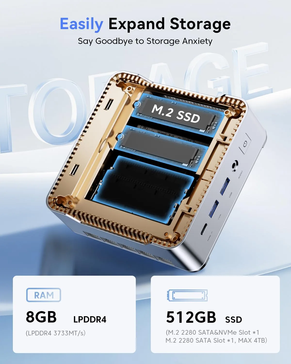 KAMRUI Pinova P2 Mini PC 8GB RAM 512GB SSD, AMD Ryzen 4300U(Beats 10110U/3500U/N95,Up to 3.7GHz,4C/8T) Mini Computers,Triple 4K Display/HDMI+DP+Type-C/WiFi/BT for Home/Business Mini Desktop Computers