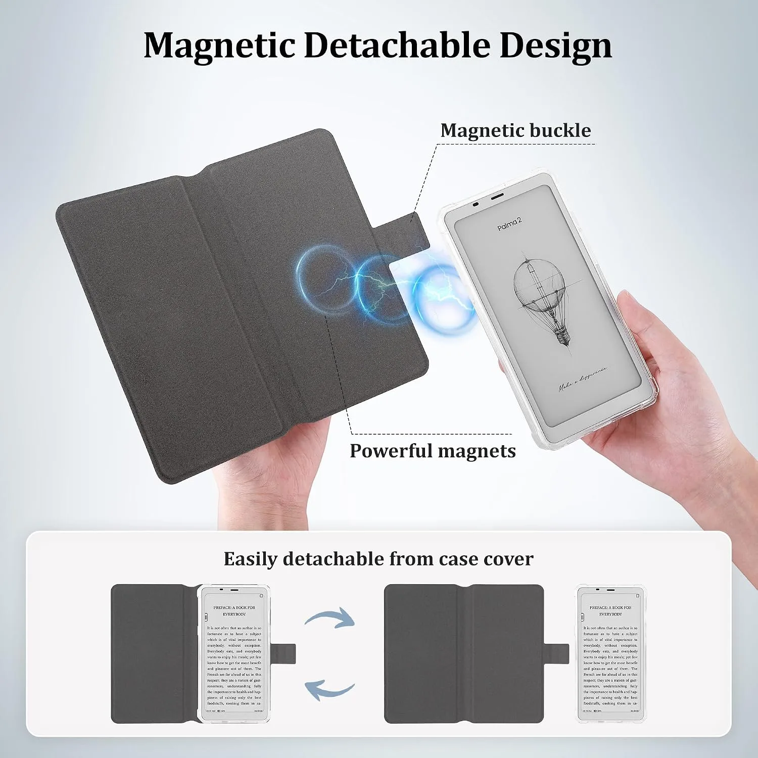 2in1 Case for Onyx BOOX Palma 2 Magnetic Detachable Folio Cover