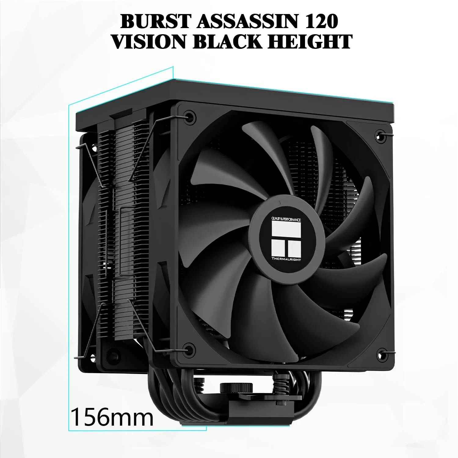 Thermalright Burst Assassin 120 Vision Black CPU Cooler, 2.4inch IPS Display LCD Screen with 320x240 Resolution,Computer High Performance Radiator,for LGA1851/1700 and AM4/AM5,156mm High CPU Cooling