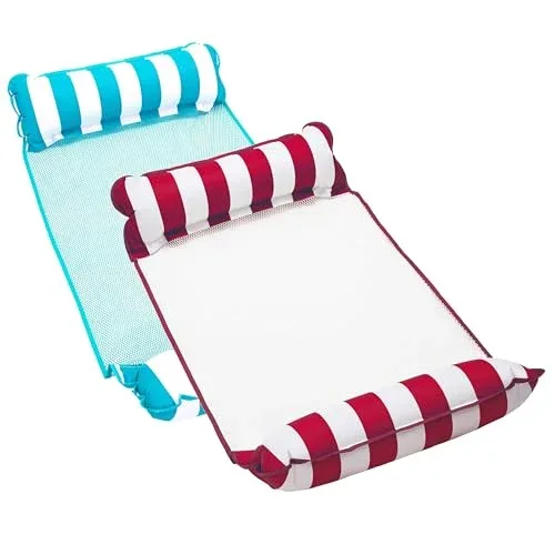 Hamaca flotante Aqua Monterey 4 en 1 para piscina, pack de 2 unidades azul claro y burdeo