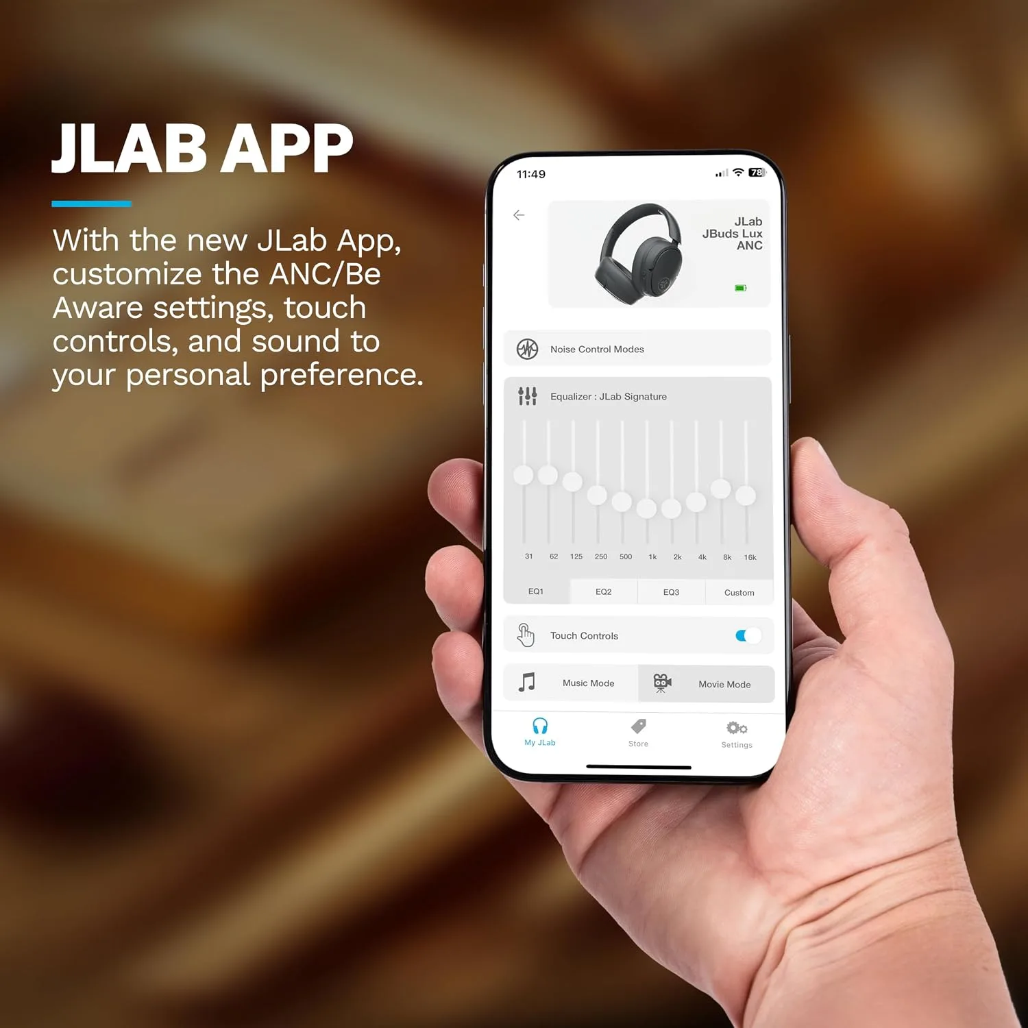 JLab JBuds Lux ANC Jelle Wireless Over-Ear Headphones, Gold Digger