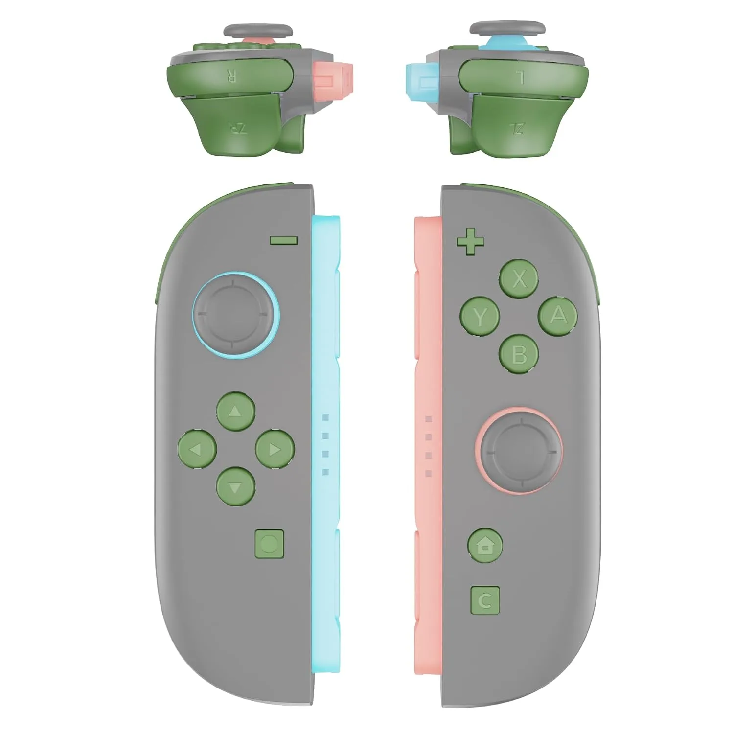 eXtremeRate DIY Replacement Full Set Buttons for Joycon 2, Custom ABXY Direction Keys Dpad + - C Home Capture Release L R ZR ZL Trigger Buttons for Nintendo Switch 2 Controller - Matcha Green