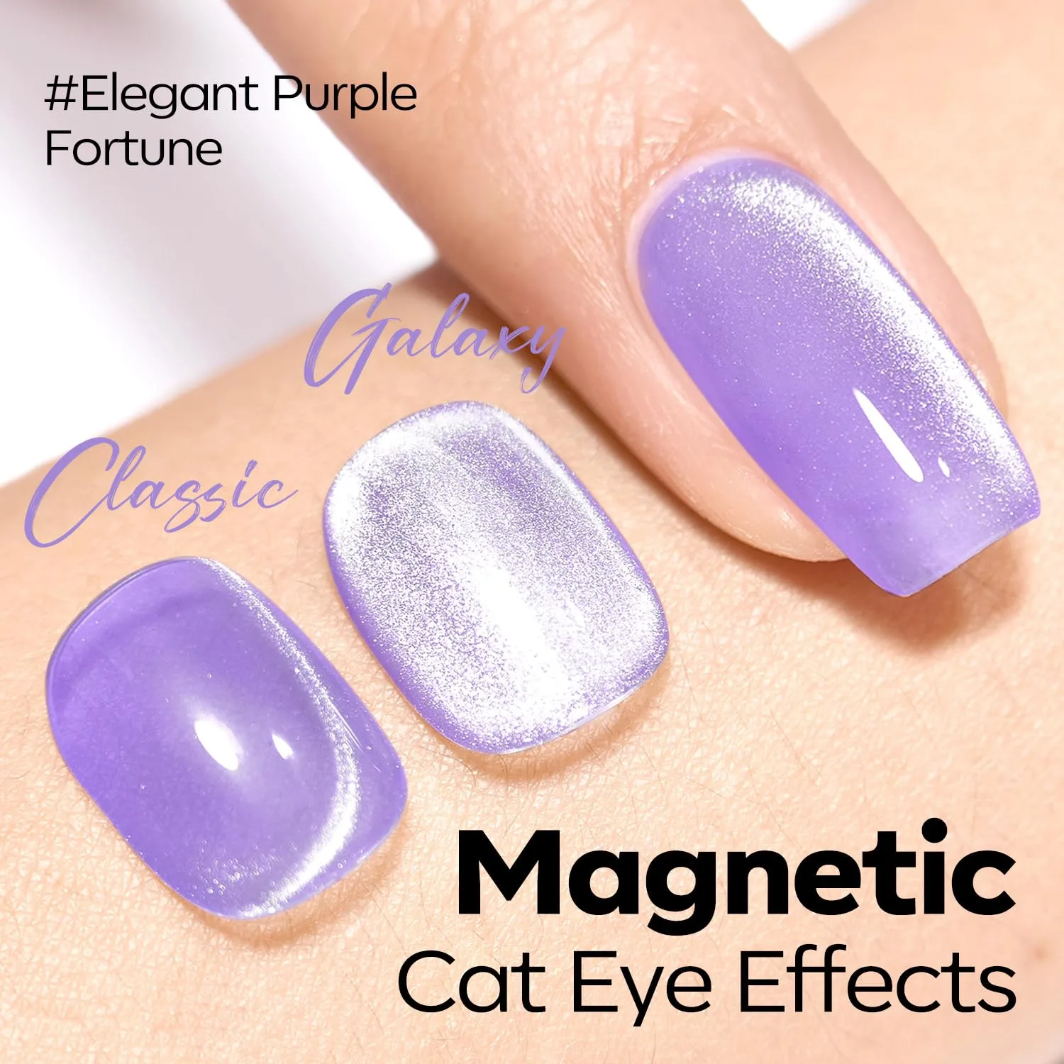 modelones Cat Eye Gel Nail Polish,Glitter Purple Gel Polish