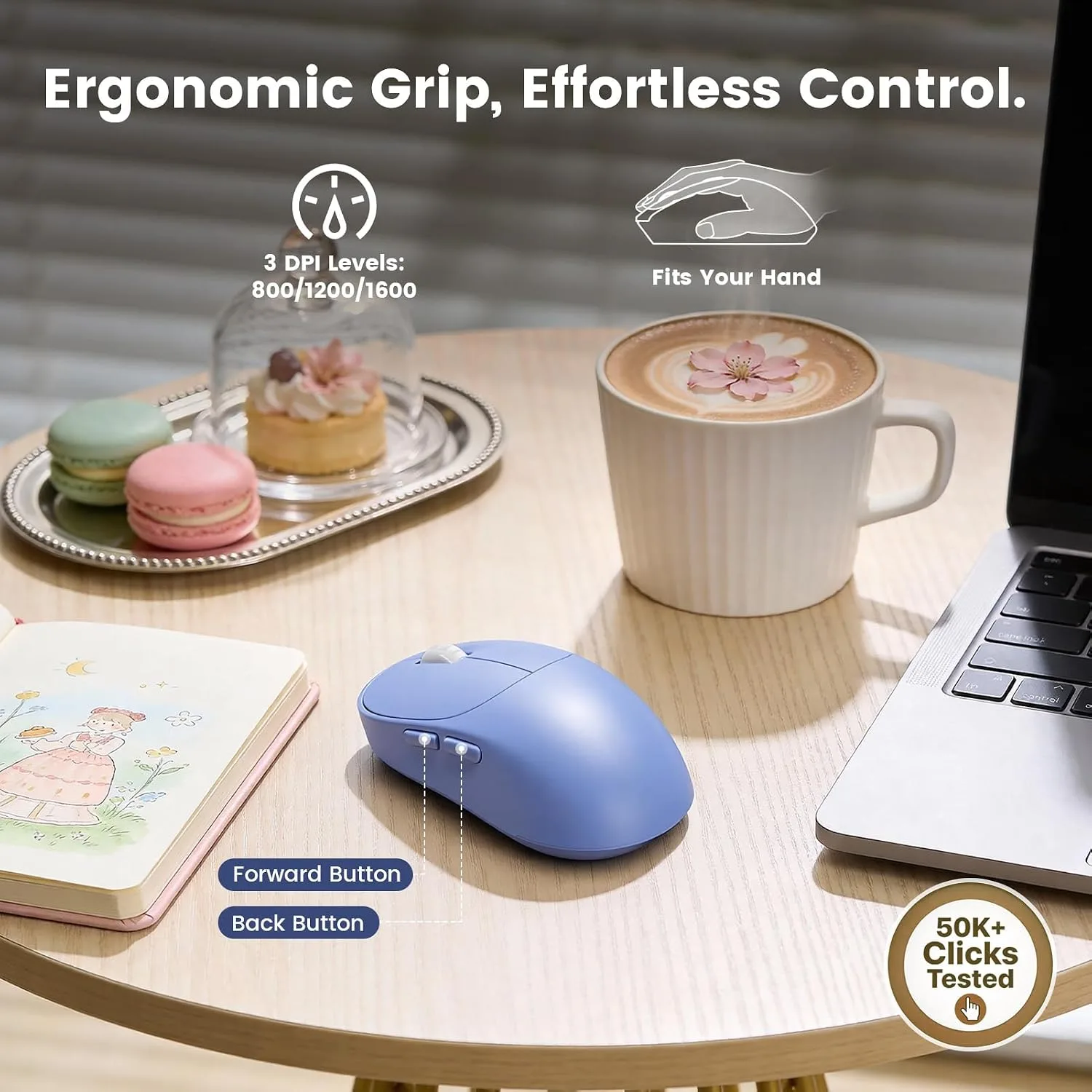 Wireless Keyboard and Mouse Combo, Magnetic Soft-Touch Wrist Rest, Purple