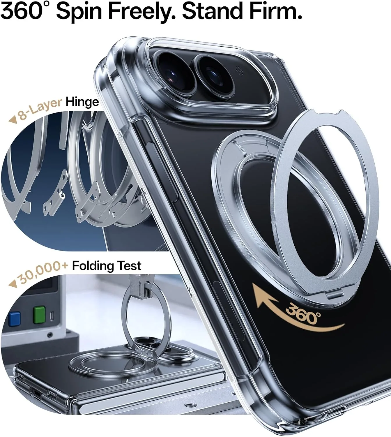 Anti-Yellow for iPhone Duo Case Clear with 360 Magnetic Kickstand