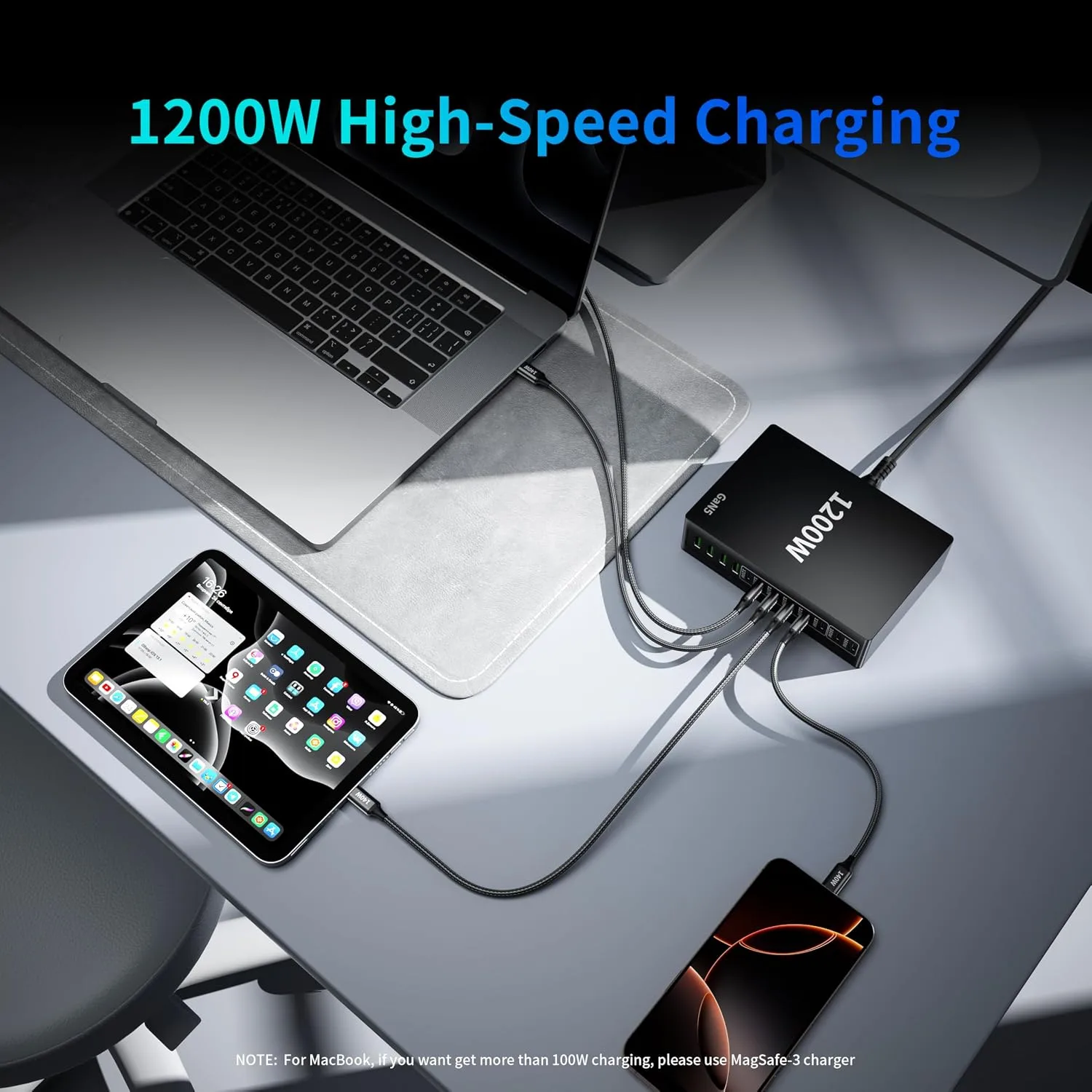 1200W USB C Charger Block Fast 12 Port MacBook Pro Charging Station