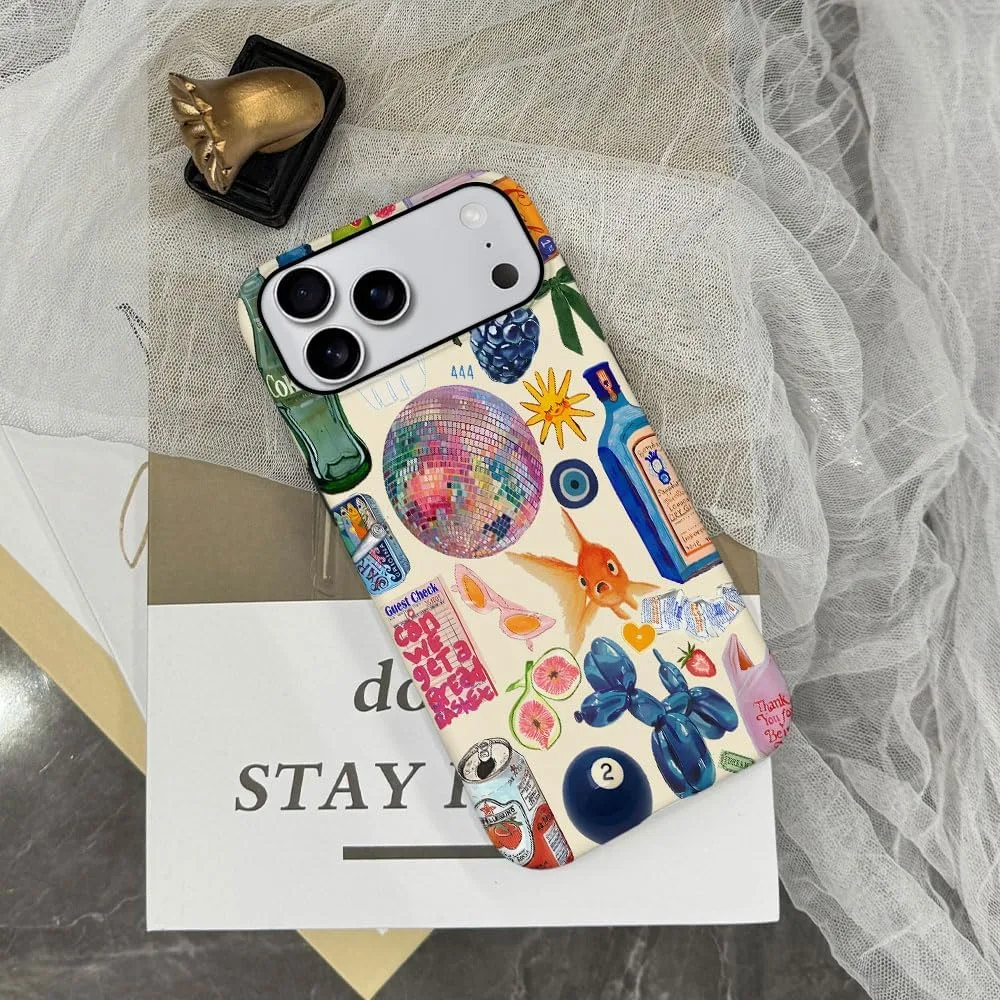 Case Compatible with iPhone 18 Pro Max/iPhone 17 Pro Max,Fall Prevention Hybrid 2-Layer Hard Shell Phone Cover for Girls Boys,Collage European Disco