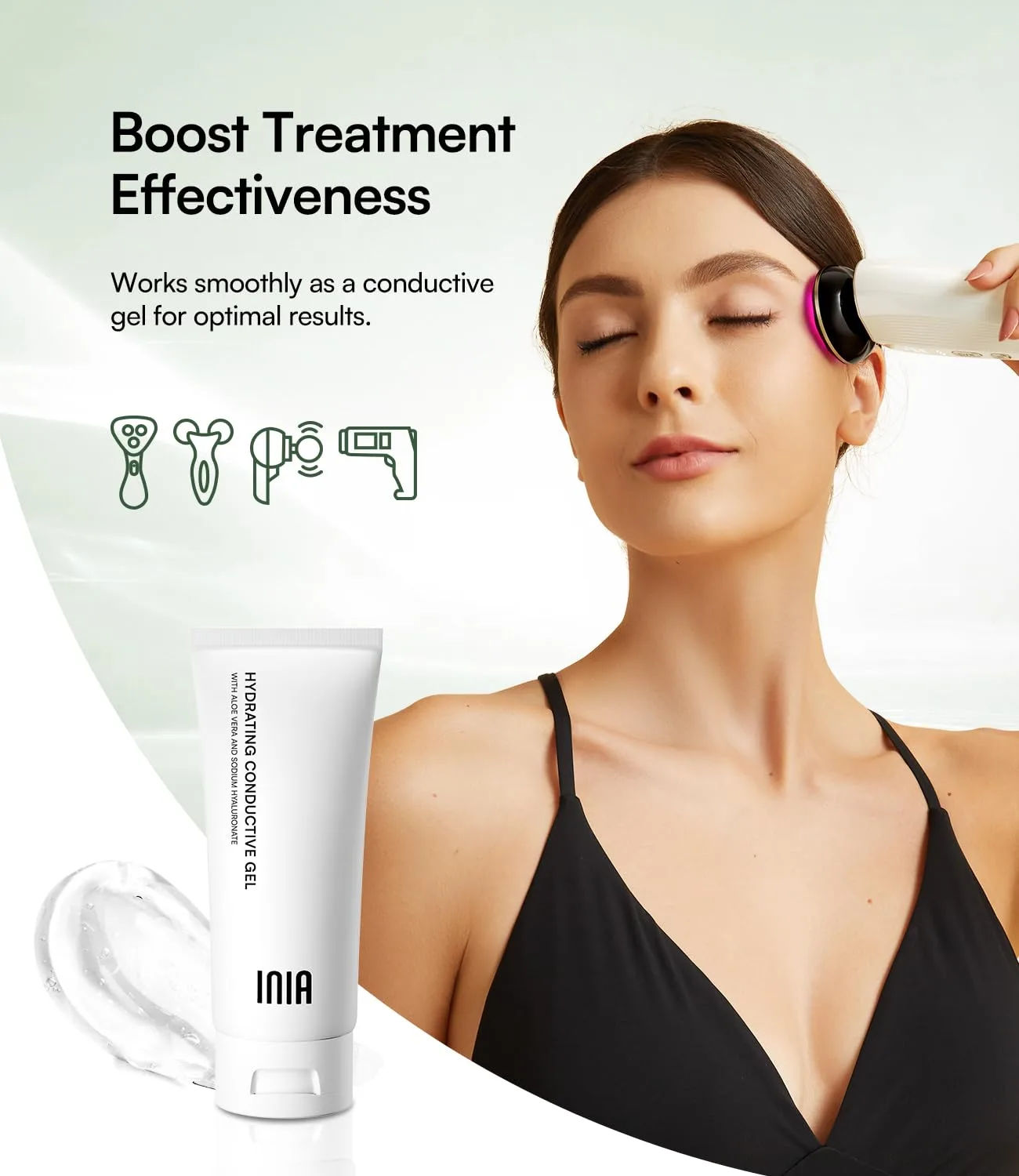 INIA Microcurrent Conductive Gel for Facial and Body Machines, 10.56 Fl Oz
