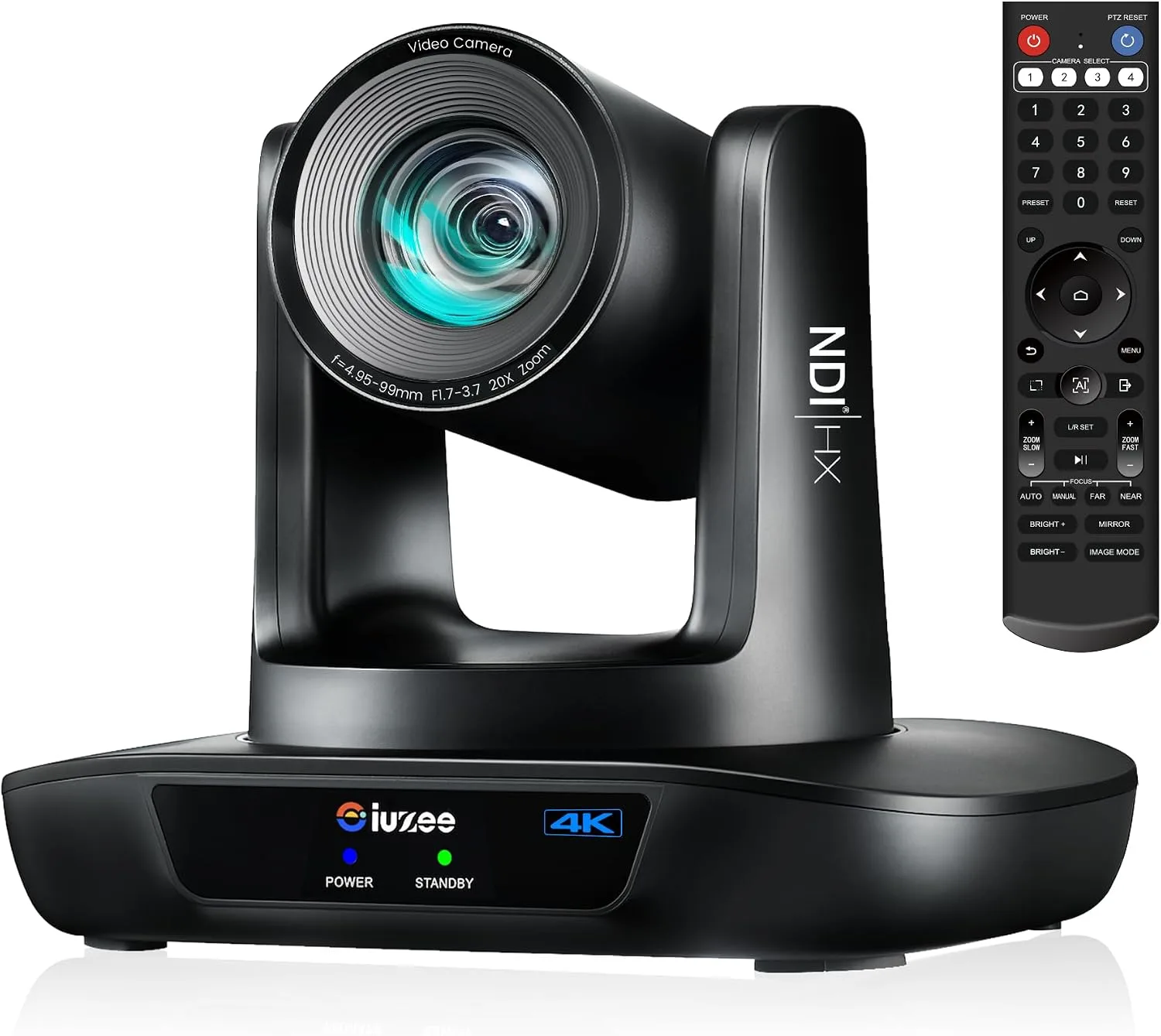 4K NDI PTZ Camera AI-Auto Tracking, 20X Optical Zoom, USB3.0/HDMI/LAN PoE, IP Live Streaming, Conference Room Camera for Church Services Education Conference Events, Work with YouTube OBS