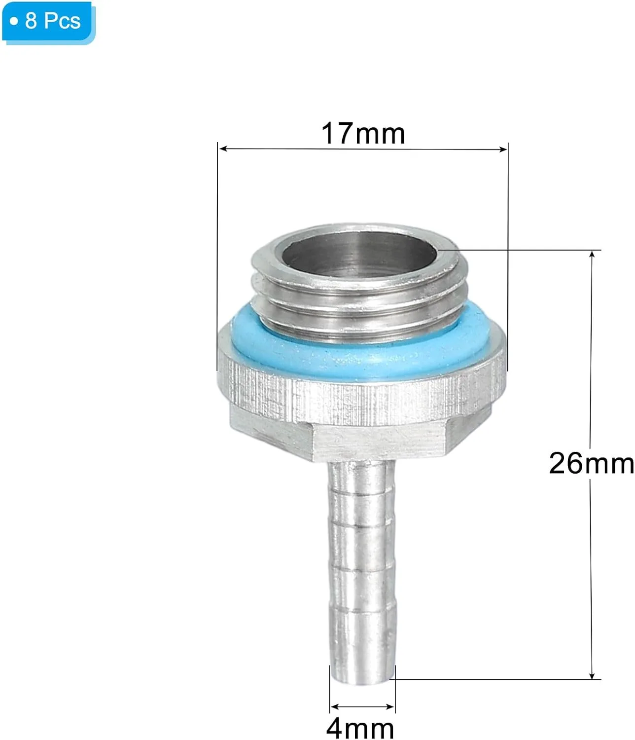 uxcell 8pcs G1/4 Fitting, G1/4 Thread with 4mm OD Nozzle PC Water Cooling Hose Barb Fitting for PC Water Cooling System Accessories