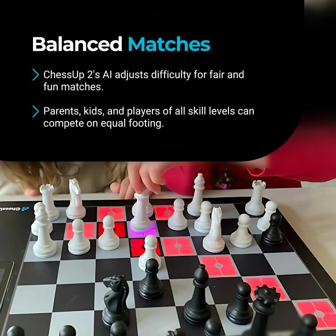 ChessUp 2 - Electronic Chess Board by Bryght Labs - Built-in WiFi, Chess Engine - Includes Chess Set TouchSense Pieces - Light Up Smart Chess Board - with AI, Lessons, Wireless Play & Companion App