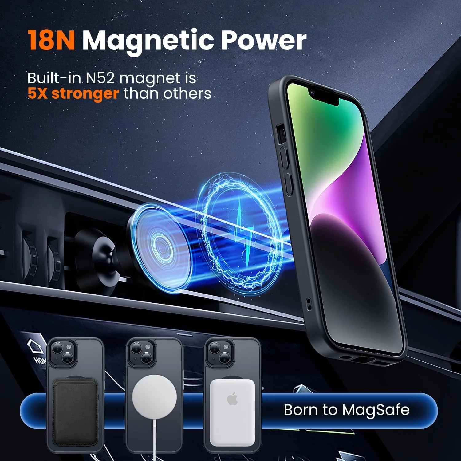 toushion 3 in 1 for iPhone 14 Case Matte Black