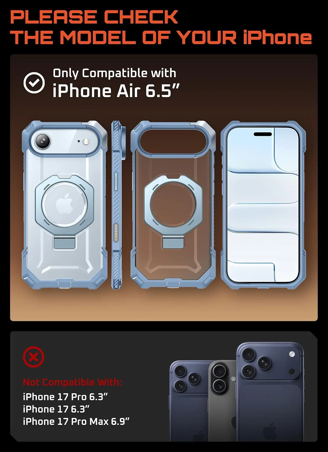 SUPCASE for iPhone Air Case with Stand & Camera Control Button, Arctic