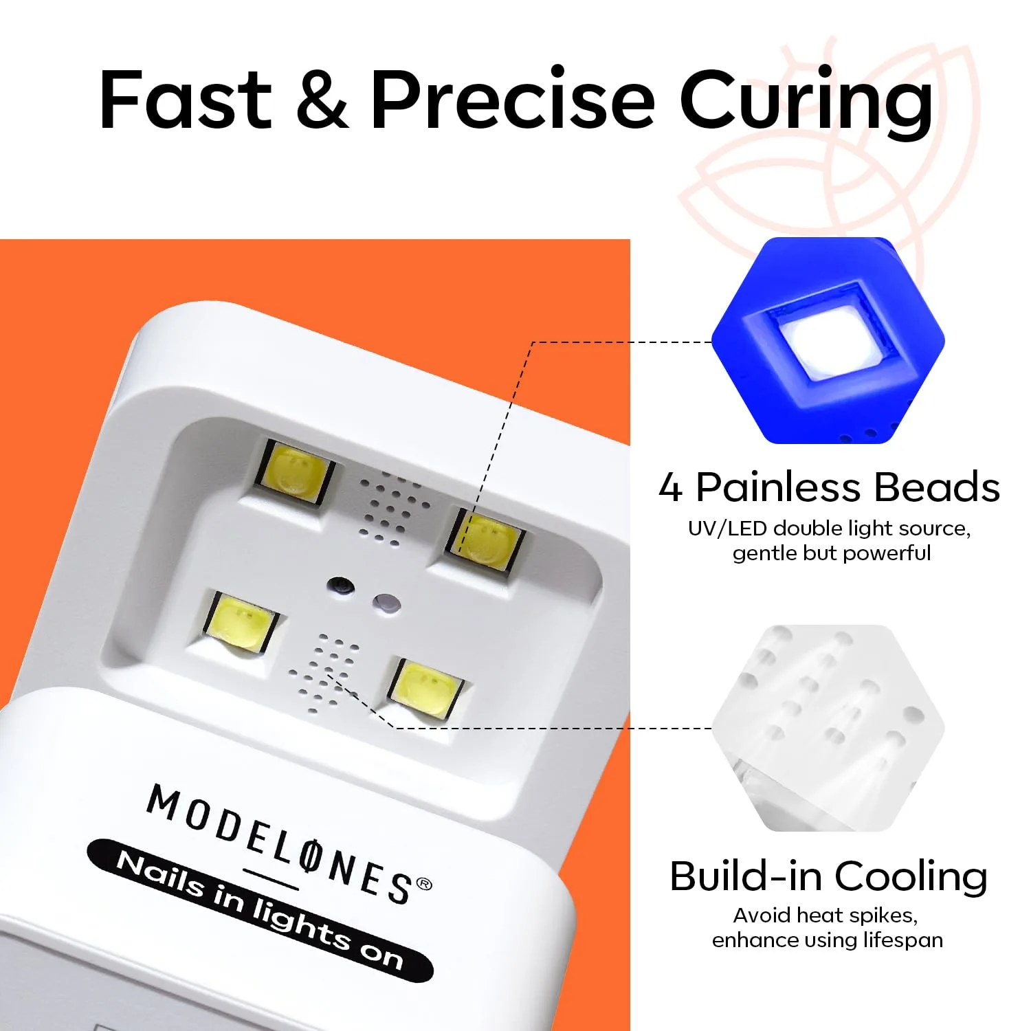 Modelones Mini UV Light for Gel Nails Flash Curing 2 Timers Milky White