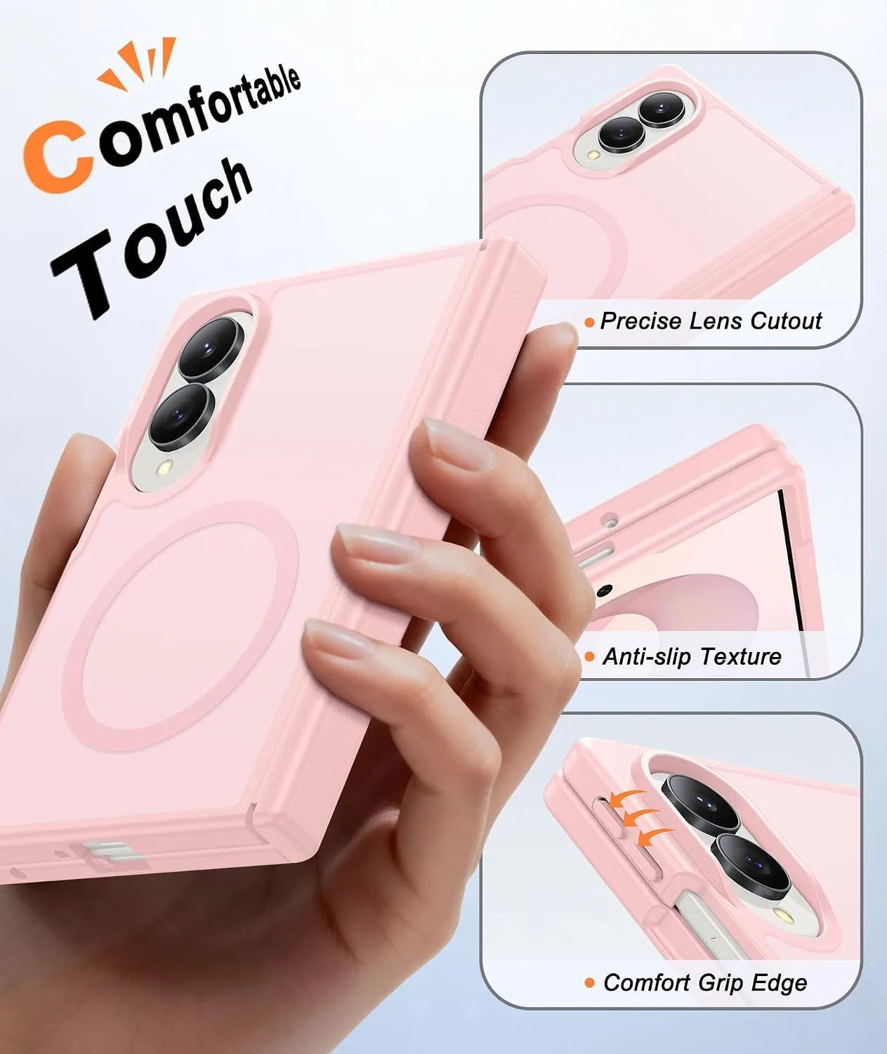FNTCASE for Samsung Galaxy Z Fold 8 Case Fit for MagSafe Light Pink