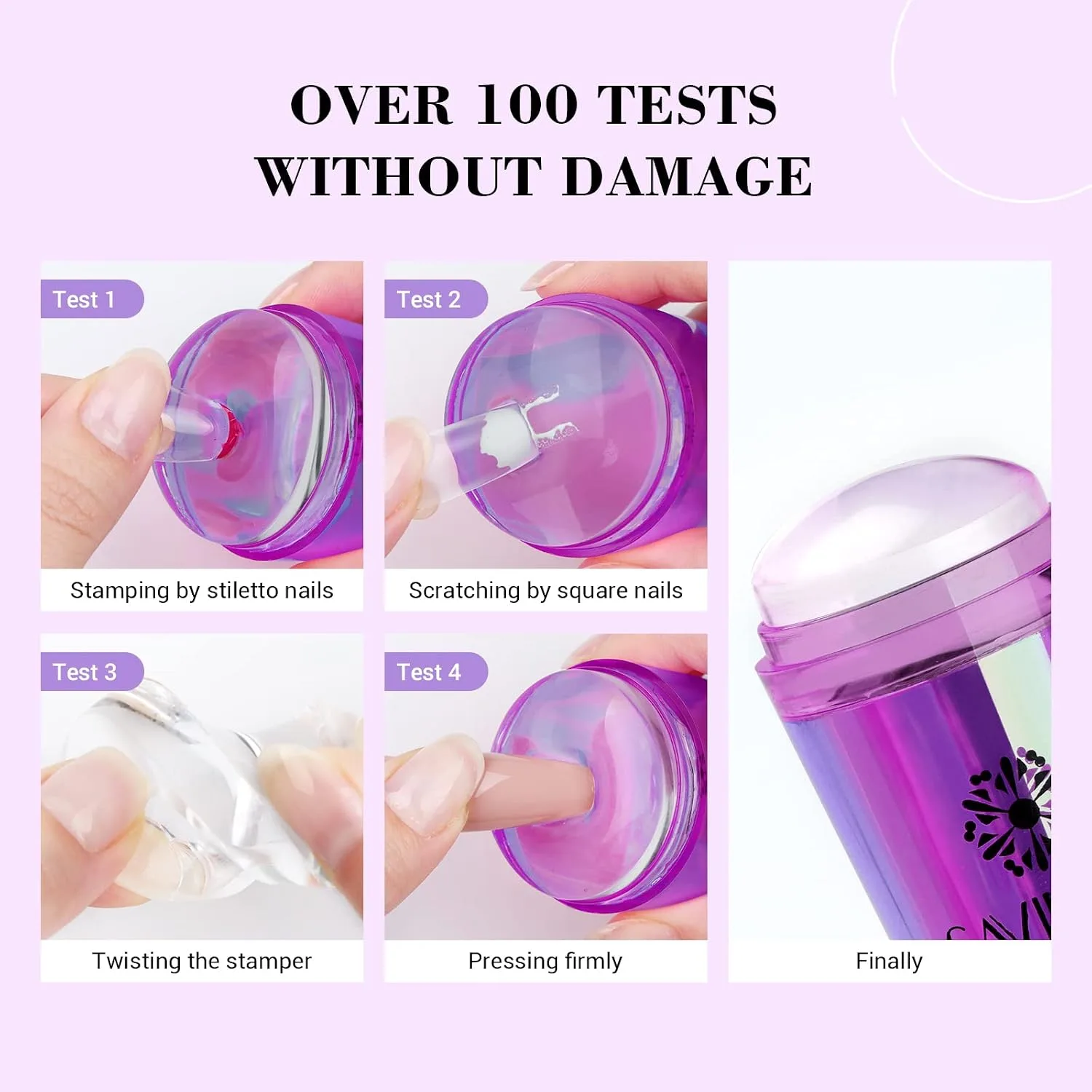 SAVILAND French Tip Tool 4PCS Silicone Nail Stamper Laser Purple