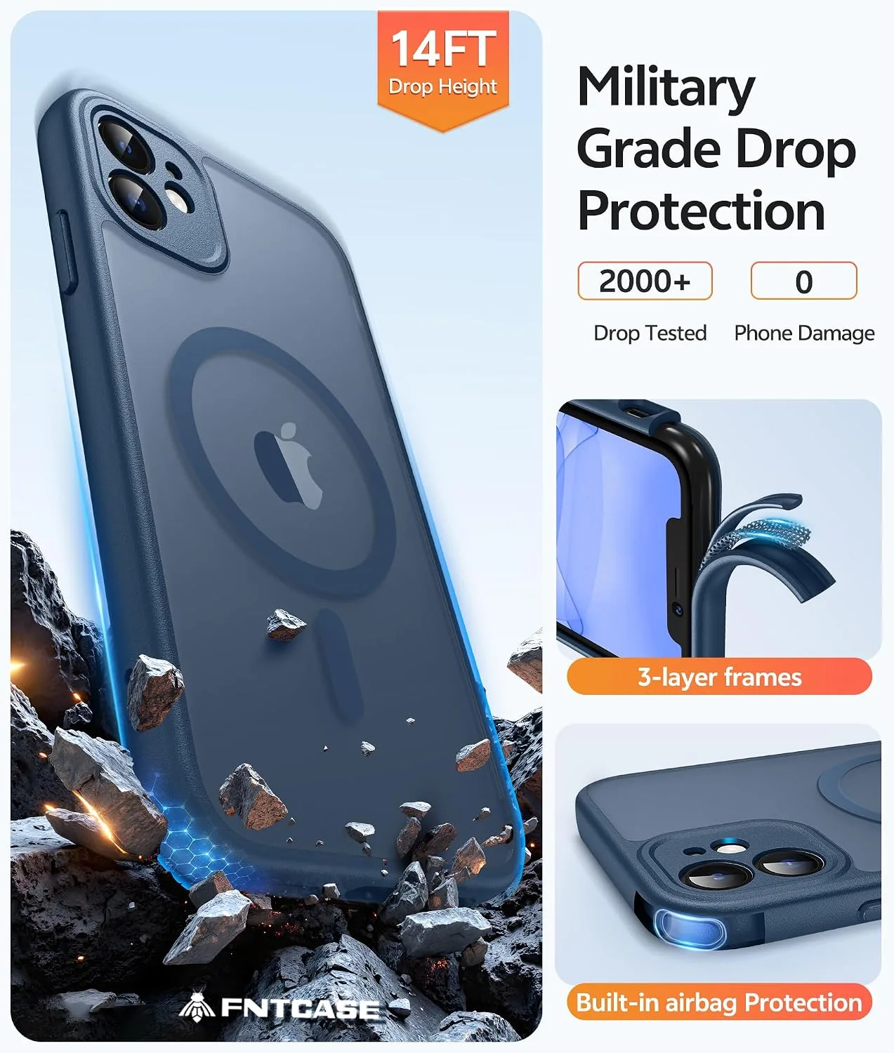 FNTCASE for iPhone 11 Phone Case, Fit for Magsafe, Blue