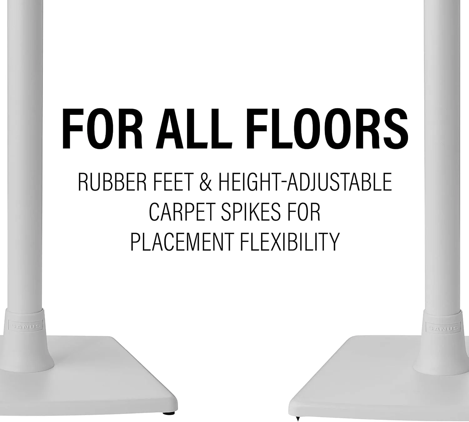 Sanus Speaker Stand for Sonos Era 100™ - Fixed Speaker Stand w/Easy 3 Step Install -Includes All Hardware, Carpet Spikes & Rubber Feet - White