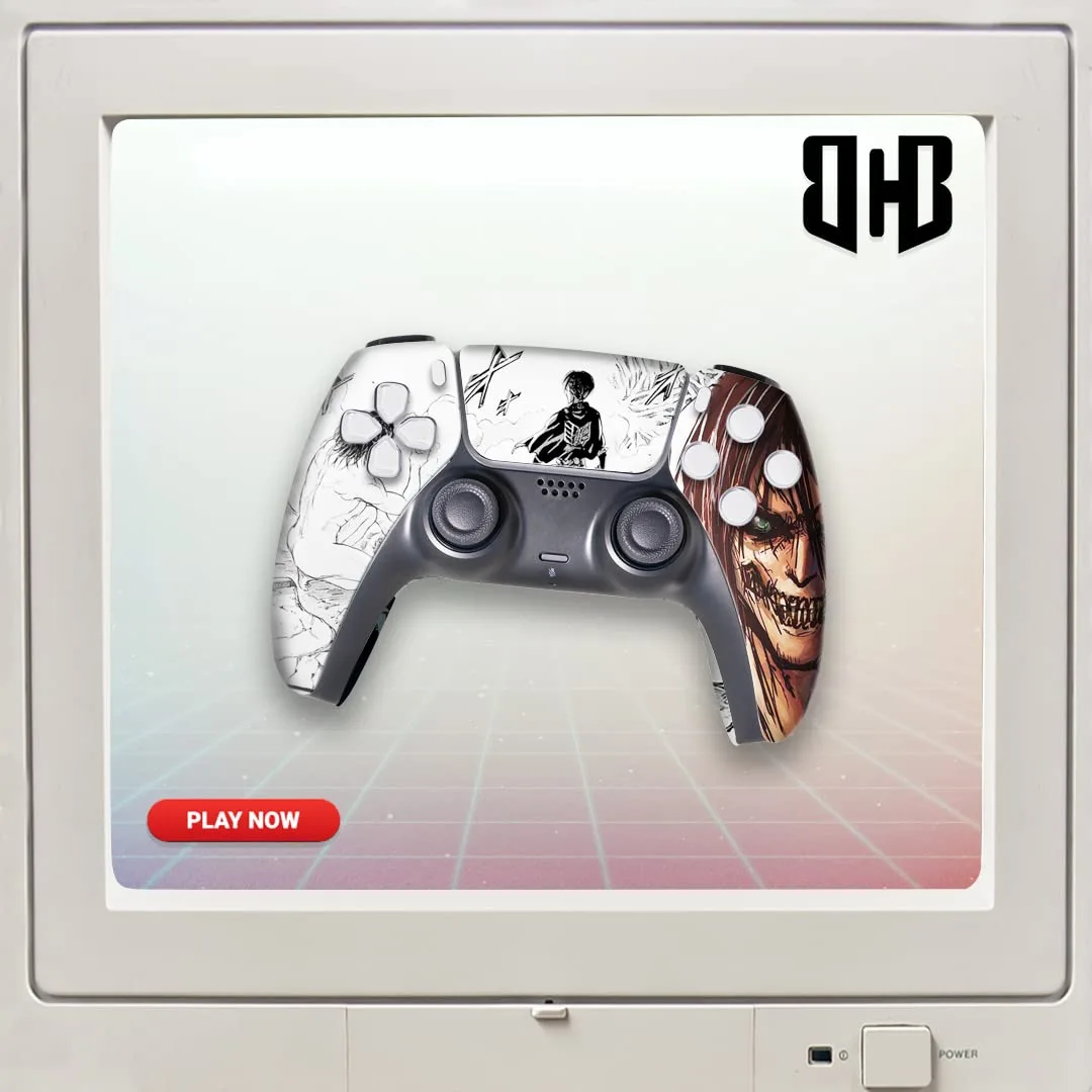 Attackk on Tittan Custom PS-5 Controller Wireless compatible with Play-Station 5 Console by BCB Controllers | Proudly Customized in USA with Permanent HYDRO-DIP Printing (NOT JUST A SKIN)