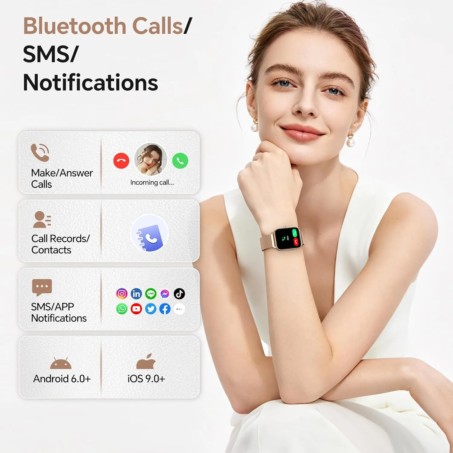 Smart Watches for Women, 1.85" HD Alexa Built-in Smart Watch for Android Phones & iPhones, Health Tracker with Heart Rate/Blood Oxygen/Sleep Monitor, 120+ Sport Modes Fitness Trackers for Women, Gift