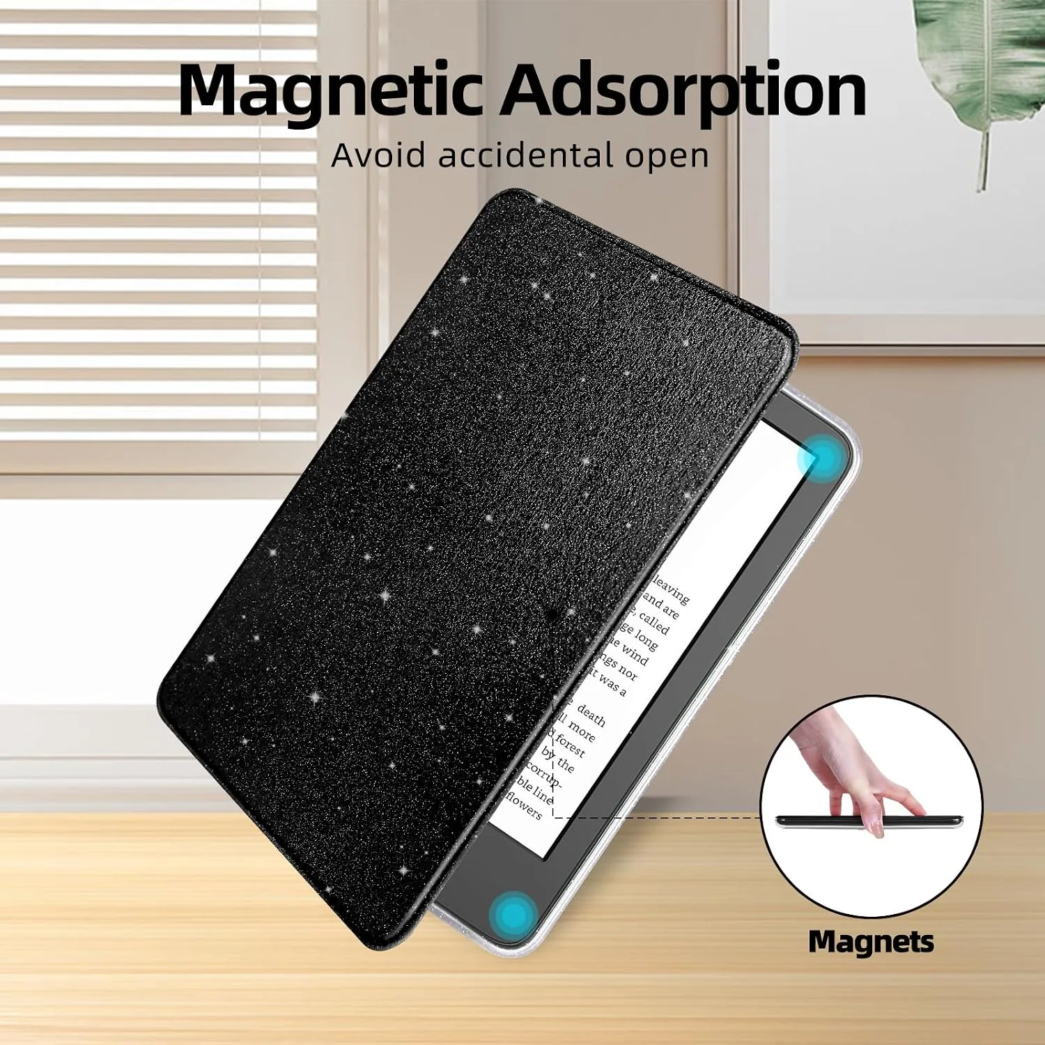 Glitter Case for 6" Kindle Basic 11th Gen 2024/2022,Glitter Black