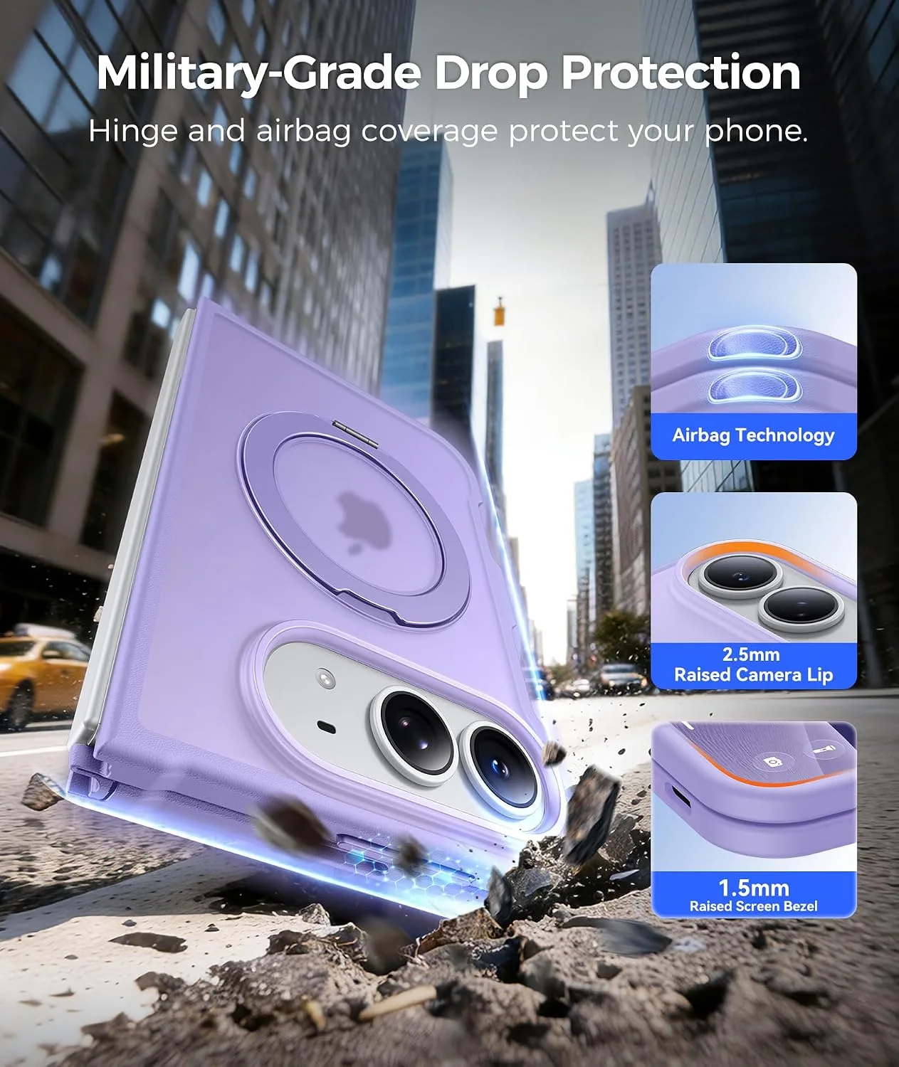 FNTCASE for iPhone Duo Case with 360 Spin Magnetic Stand Light Purple