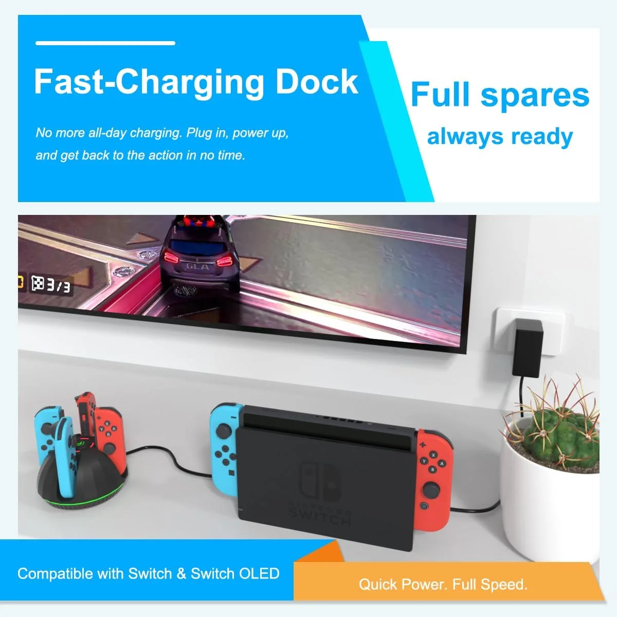 Switch JoyCon Charging Dock for Nintendo Switch Controller Charging Station