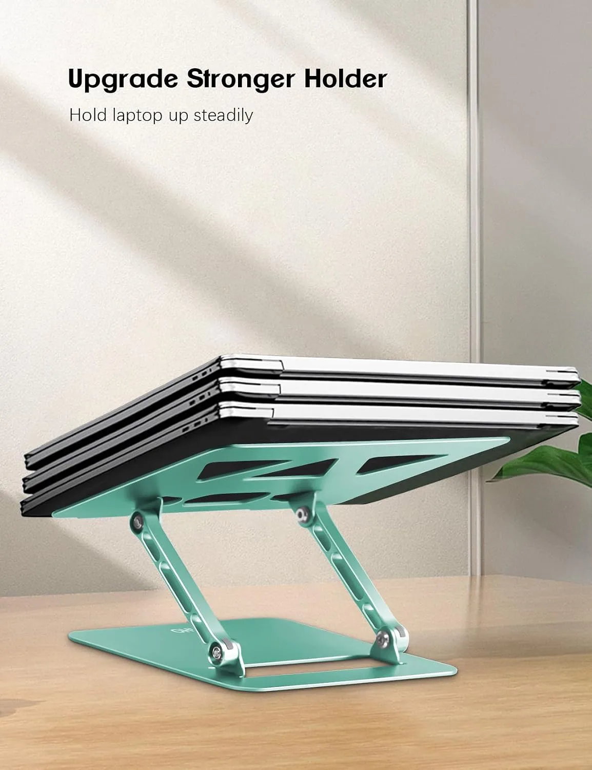 Aoviho Adjustable Laptop Stand for Desk,Portable Laptop Stand Holder and Riser,Foldable Aluminum Notebook Computer Stands for MacBook Air Pro HP Lenovo Dell Samsung, 10-15.6 inch (Fresh Green)