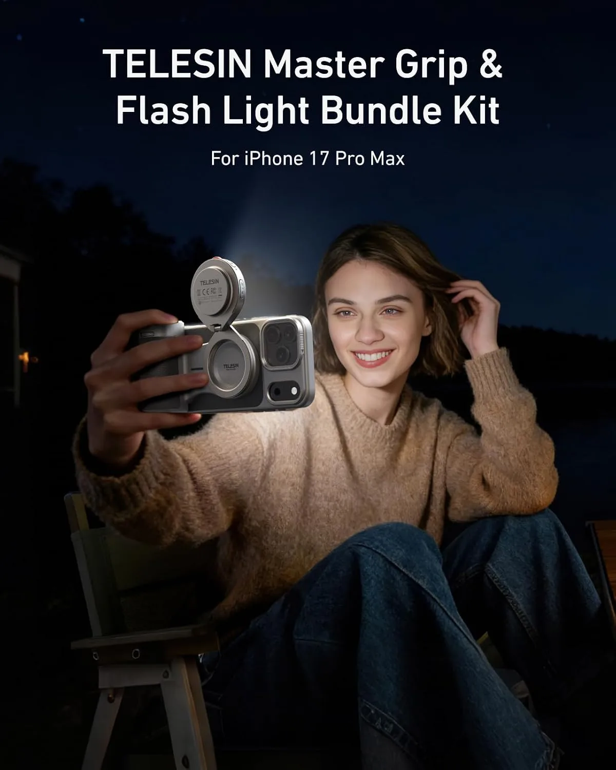 TELESIN Magnetic Master Grip & Flash Light Kit Universal for iPhone/MagSafe
