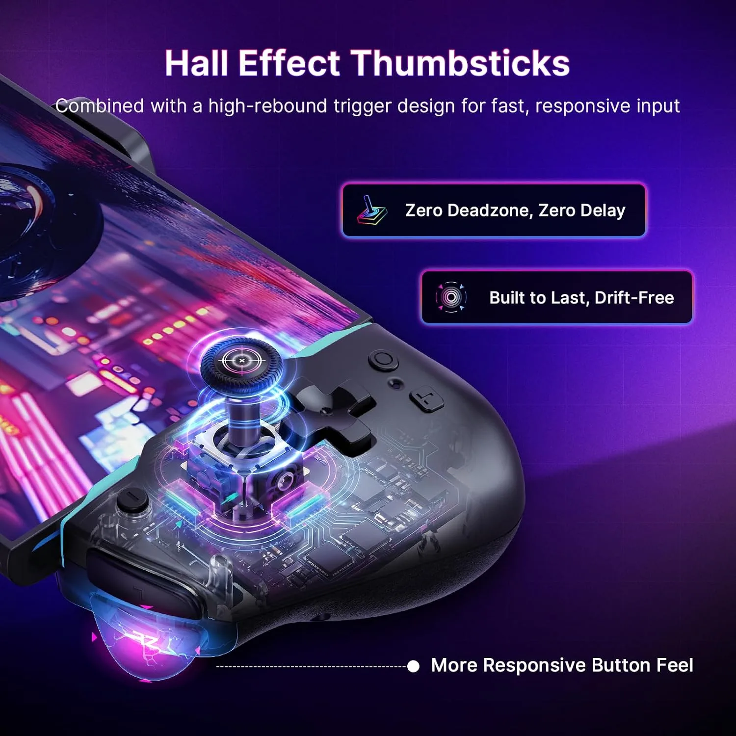 NexiGo Hall Effect Gripcon for Switch 2, 4K HDMI Output for TV Mode, Ergonomic Handheld Controller with Hall Sensing Joysticks & Triggers, RGB Lights, Mapping, 6-Axis Gyro, Turbo, Black