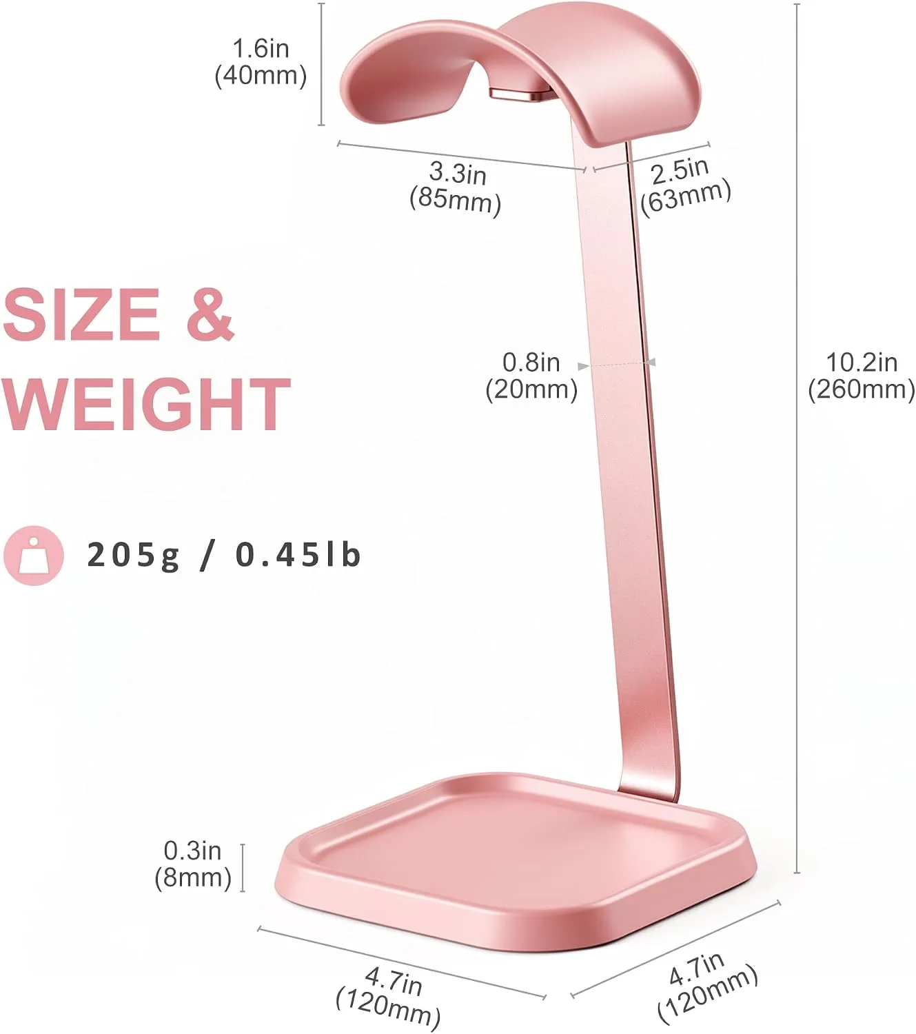 Headphone Stand, Desktop Gaming Headset Holder with Storage Tray (Pink)