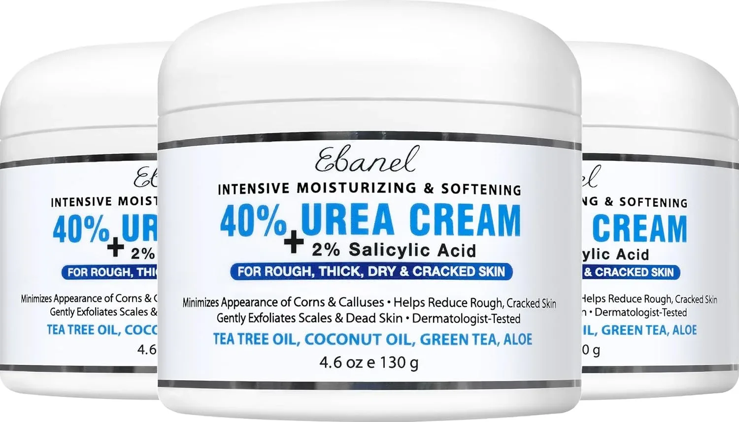 Crema Ebanel Urea 40% con Ácido Salicílico 2% para Pies Secos y Agrietados, Pack 3