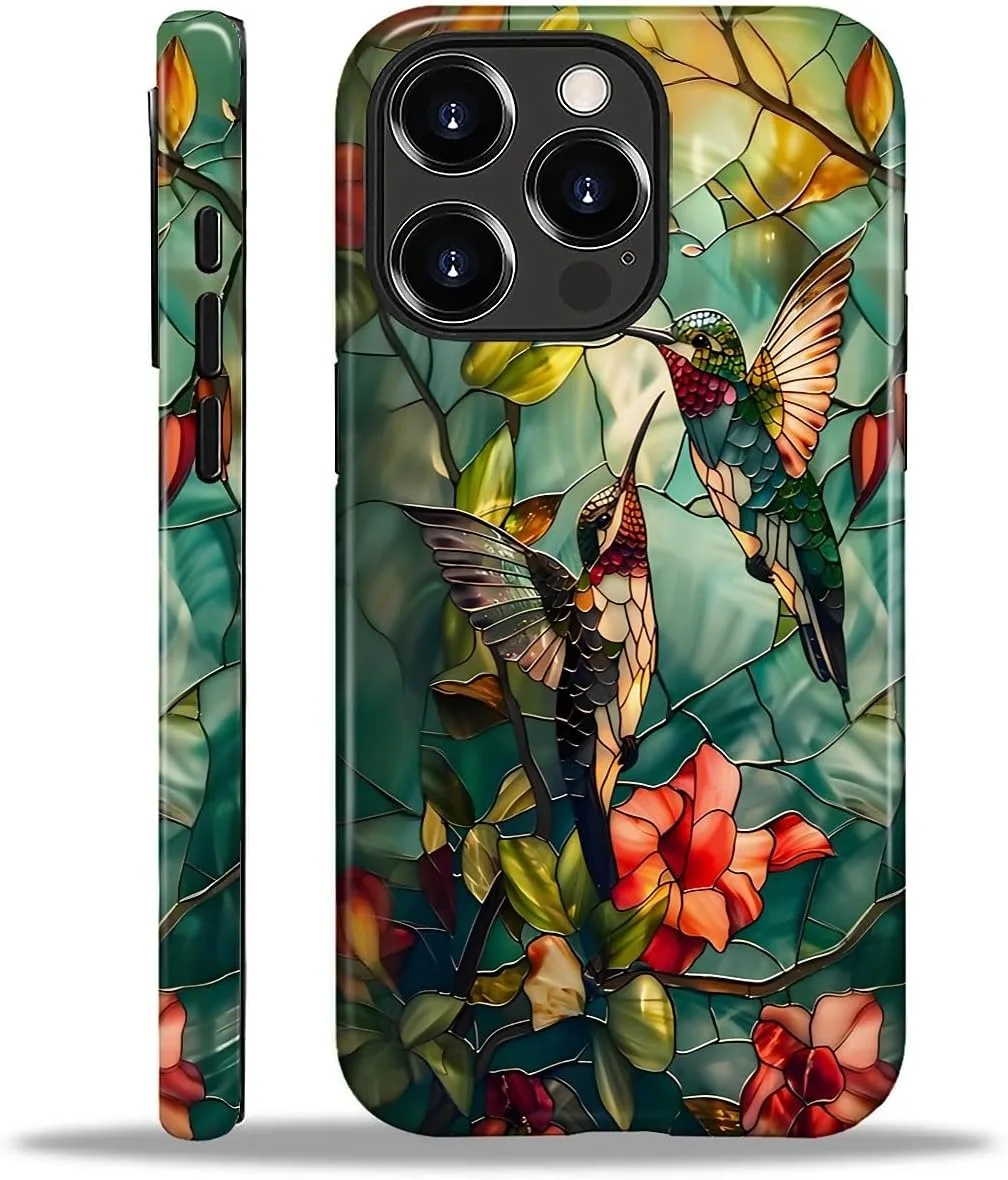 DAIZAG Case for iPhone 16 Pro Max,Mixed 2 Layer Design Shockproof Soft TPU Ddouble Protection Phone Case for iPhone 16 Pro Max-Gorgeous Hummingbird