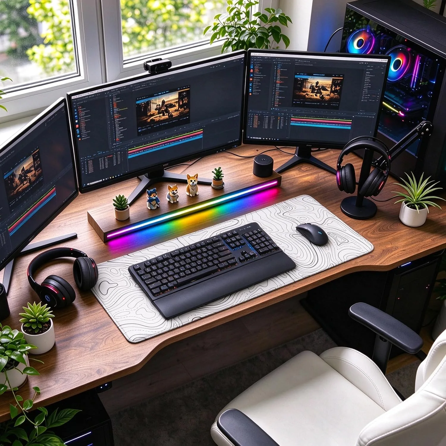 Large Mouse Pad, Water Resist Extra Gaming Large Mousepad with Stitched Edges, 31.5" x 15.7" Non-Slip Rubber Base Office Big Long Keyboard Pad for Office Gamer Home XXL, White