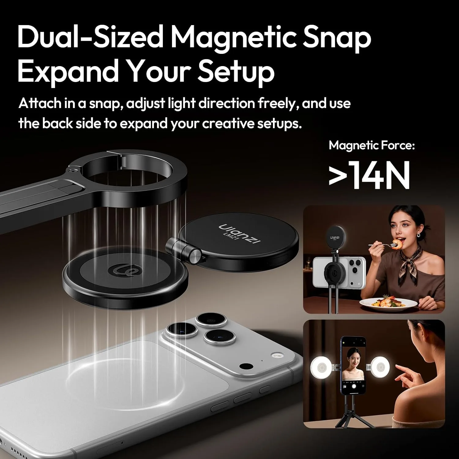 ULANZI LM21 Dual Sided Magnetic Selfie Ring Light for Phone with Magsafe