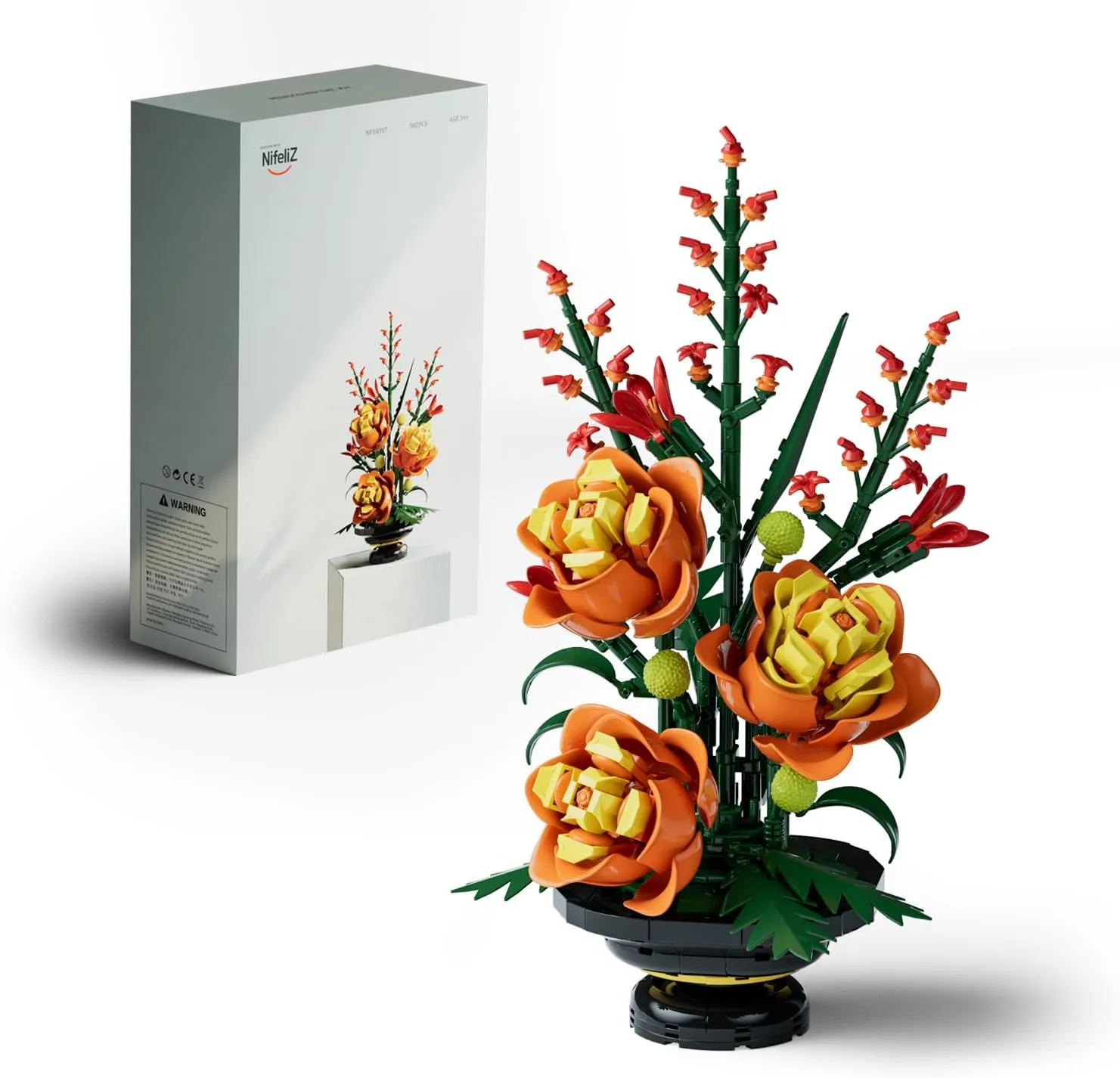 Nifeliz Brilliant Rose Flower Building Set, Bloom Up Series, NF10397