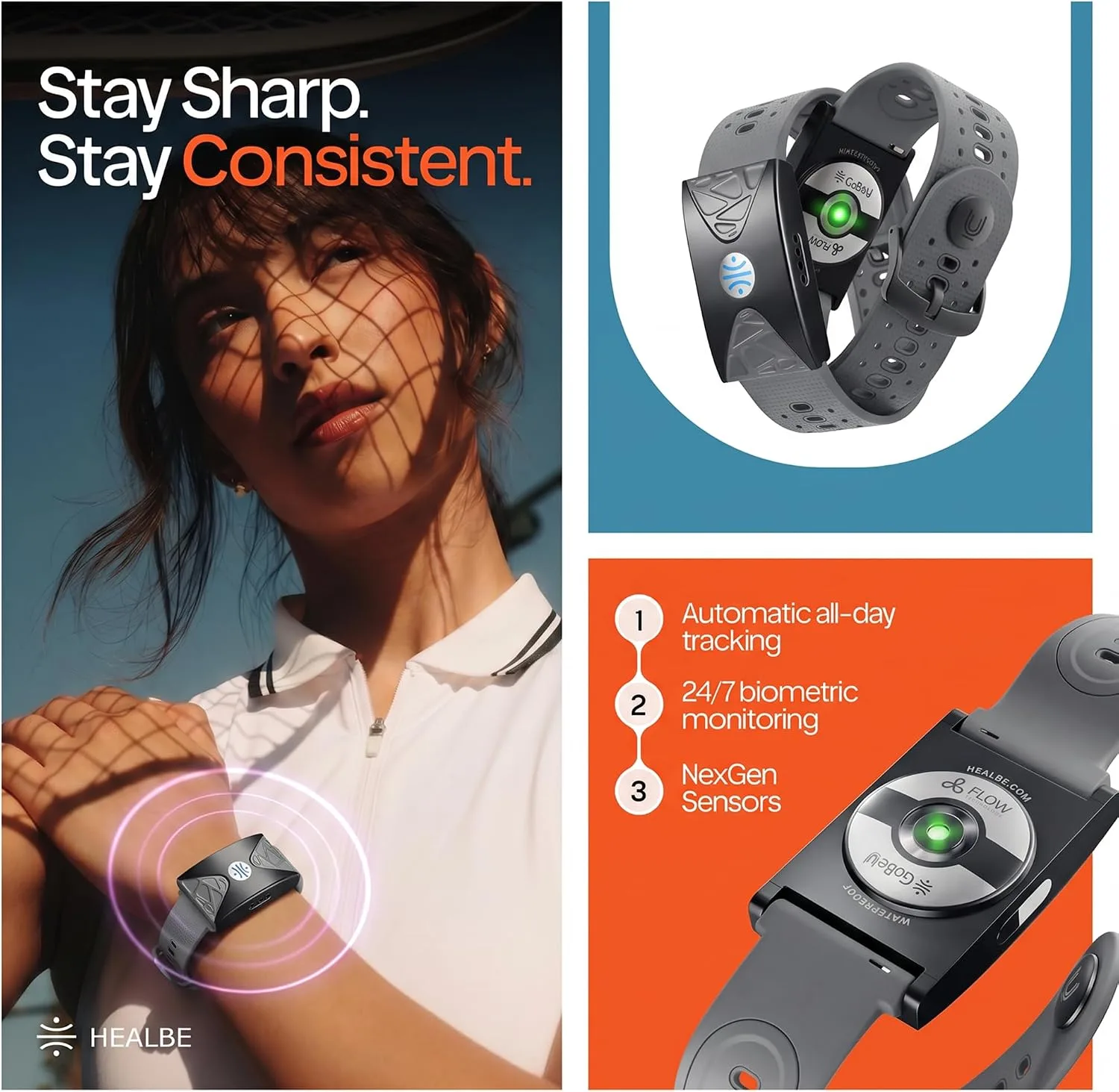 HEALBE Calorie Tracker, Automatic Calorie Intake Smart Band with App, Screen-Free Activity Tracker, Health Tracker, Sleep, Hydration, Stress, 24/7 Heart Rate, 5 ATM Waterproof
