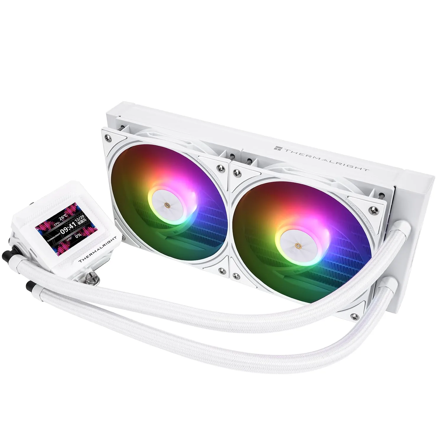 Thermalright FW240 SE ARGB White CPU AIO Cooler,PC 240 Specification Water Cooler System,IPS LCD Screen with 320 * 240 Resolution,for AM5,Intel LGA1700/1851,CPU Cooler Comes with 2-inch LCD Display
