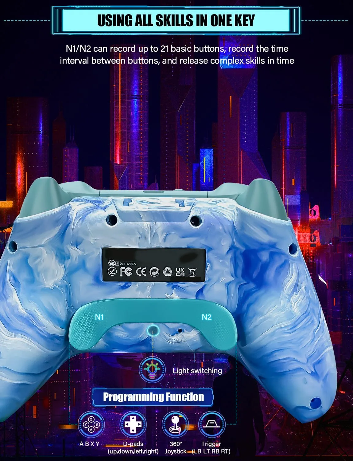 RJAD Switch Controllers Wireless for Nintendo Switch/Lite/OLED/Switch 2, 1200mAh Pro Controller, 10 Colors LED Switch Light up Gamepad, Switch Turbo Remote with Turbo/Gyro/Vibration/Motion Control