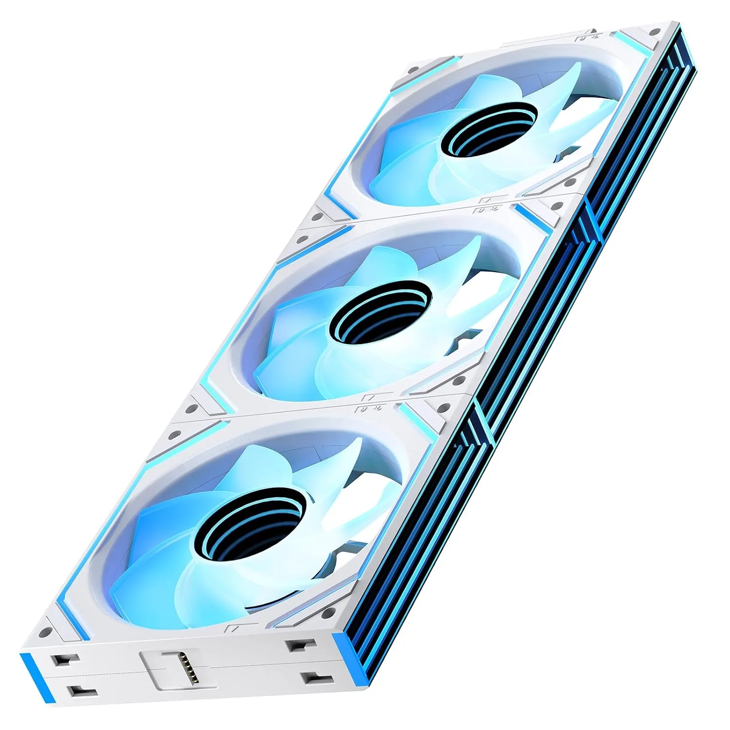 Interstellar V2 120mm PC Reverse Blade Case Fan Infinity Mirror Module Daisy-Chain ARGB Fan Triple Pack with Controller Suitable for Computer Case & 360mm AIO Cooler(White-3pack)