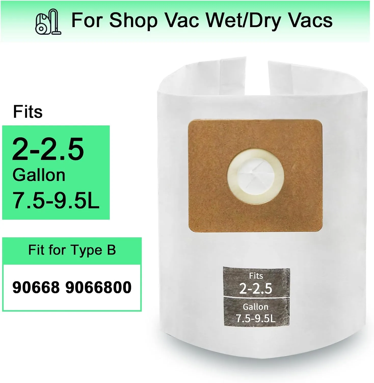 10 Pack ALYYDBG for Shop Vac Bags 2-2.5 Gallon Type B 90668 9066800 9066833