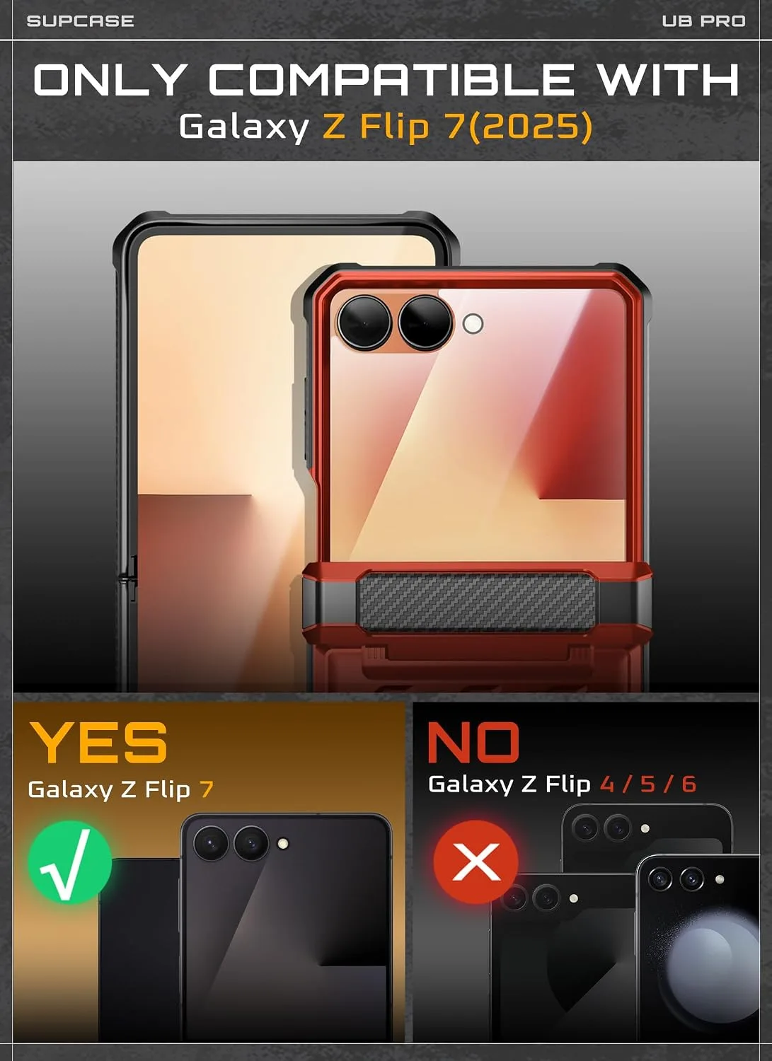 SUPCASE for Samsung Galaxy Z Flip 7 Case with Built-in Kickstand, Ruddy