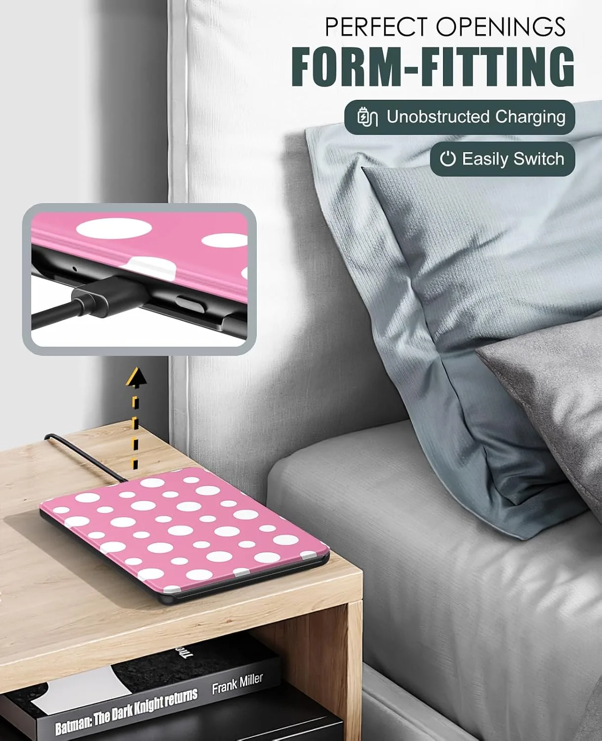 MoKo Case for 7" Kindle Paperwhite 12th Gen&Colorsoft 2024,Peony with Dot