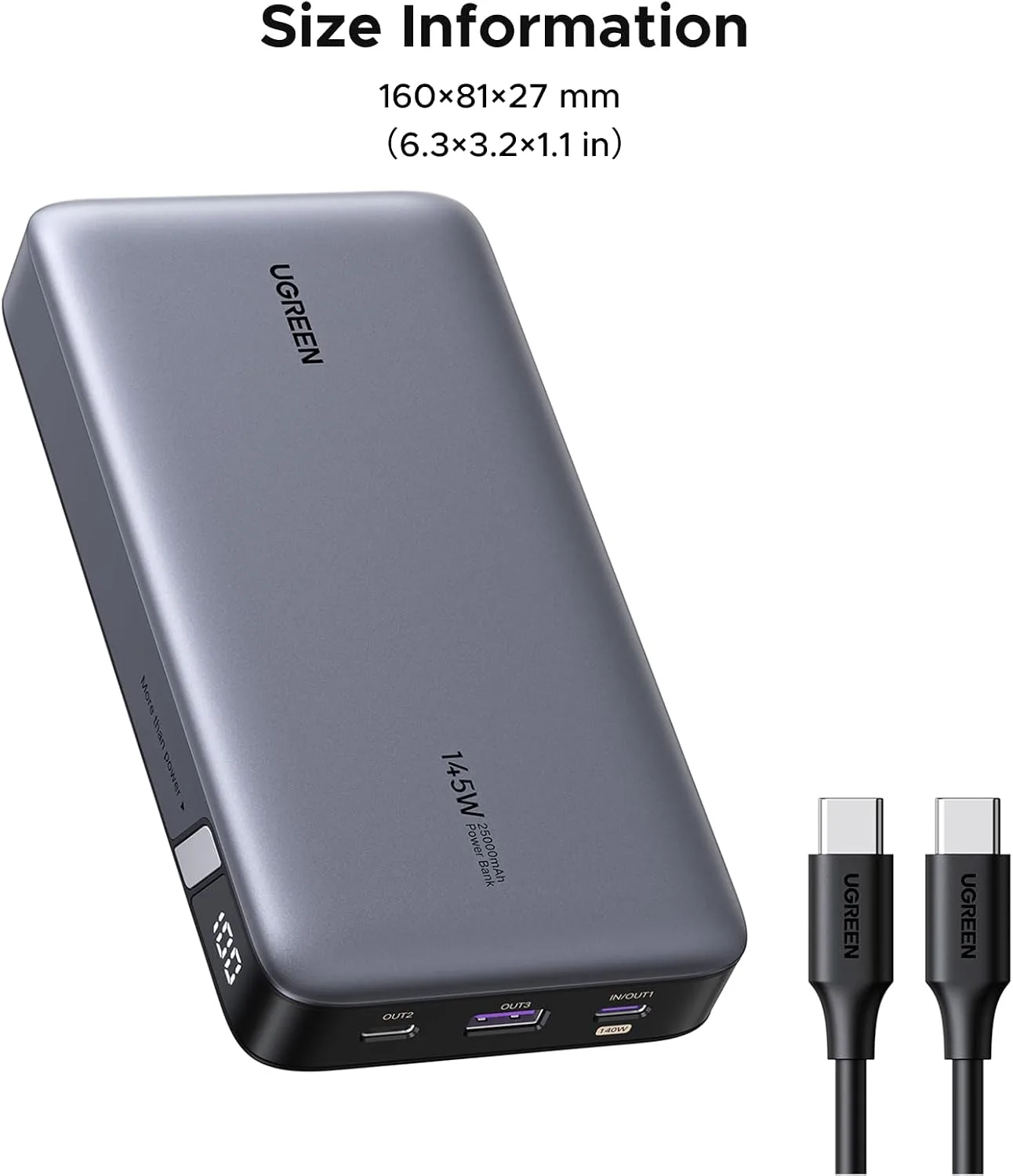 UGREEN Power Bank 25,000mAh 145W Laptop Portable Charger, Nexode 3-Port USB C PD Battery Pack, for MacBook Pro/Air, Dell XPS, iPhone 17/16/15/14, Galaxy S26 Steam Deck, iPad, and More (Pack of 2)
