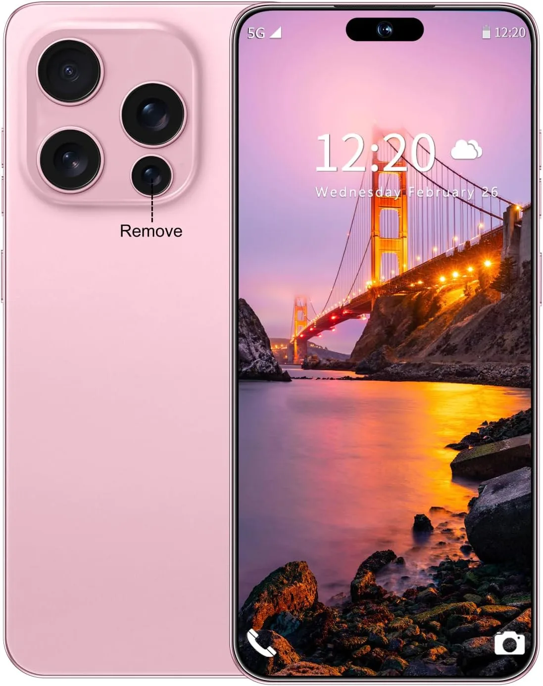 Huness I16 PM 16+1TB Smartphone Unlocked Cell Phone,6.99" HD Screen Unlocked Phones,Battery 7000mAh Android 14,Face ID/Fingerprint Button unlock/Photos/5G/Dual SIM/GPS (Pink)