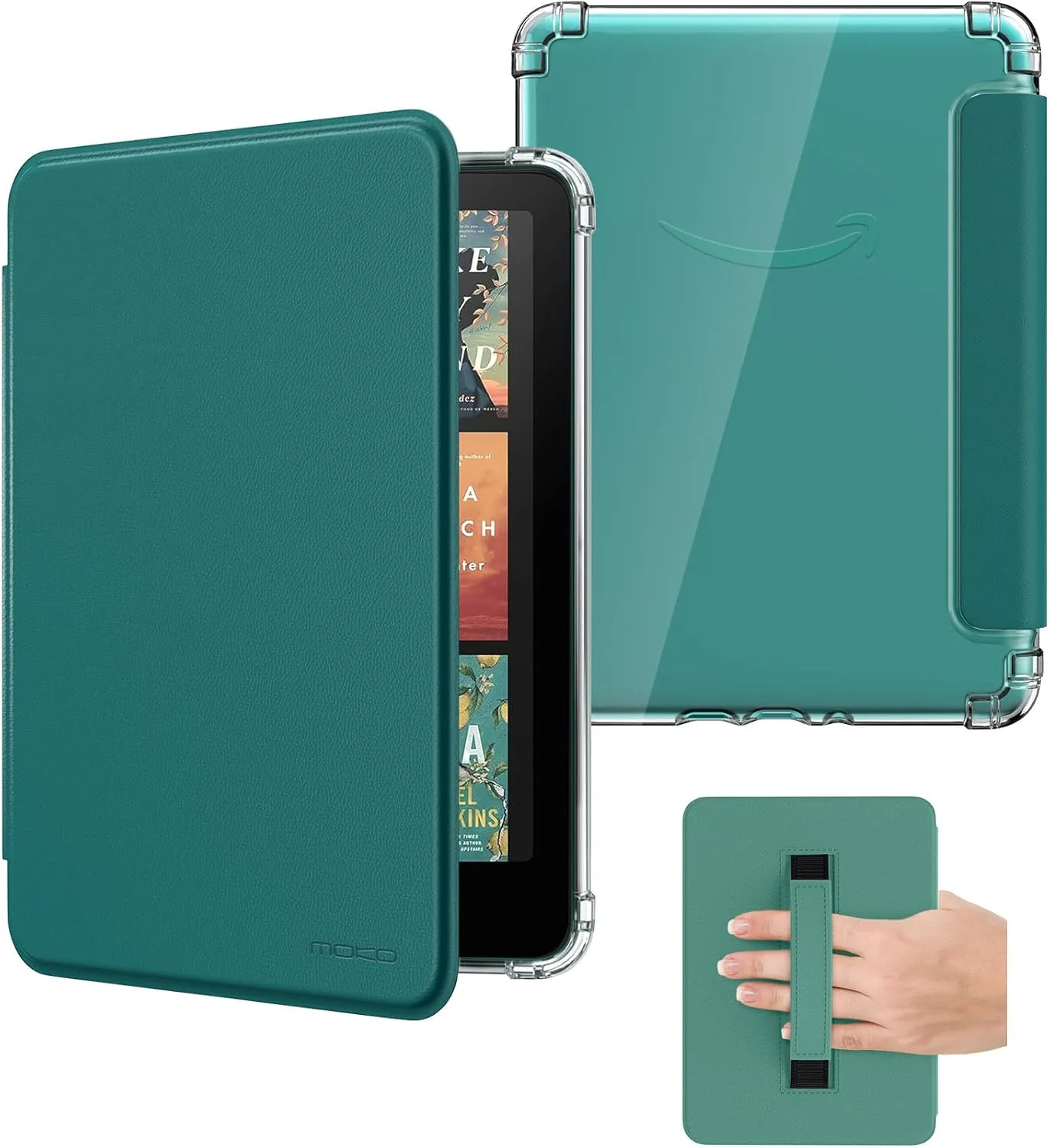 MoKo Case for 7" Kindle Paperwhite 12th Generation 2025/2026 & Kindle Colorsoft 2024/2025,Glitter Clear Kindle Case, Flexible Clear Soft TPU Back Cover Light Shell with Auto Wake/Sleep, Jade Green