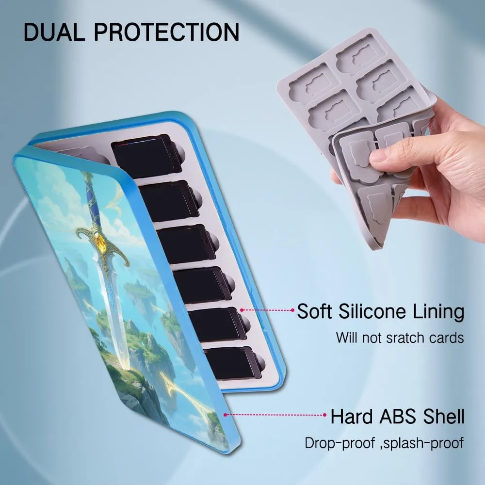 PERFECTSIGHT Switch Game Card Case for Nintendo Switc 2/ OLED/ Lite, 24 Switch Game Holder Cartridge Case with 24 Game & 48 Micro SD Cards Storage, Skyward Sword