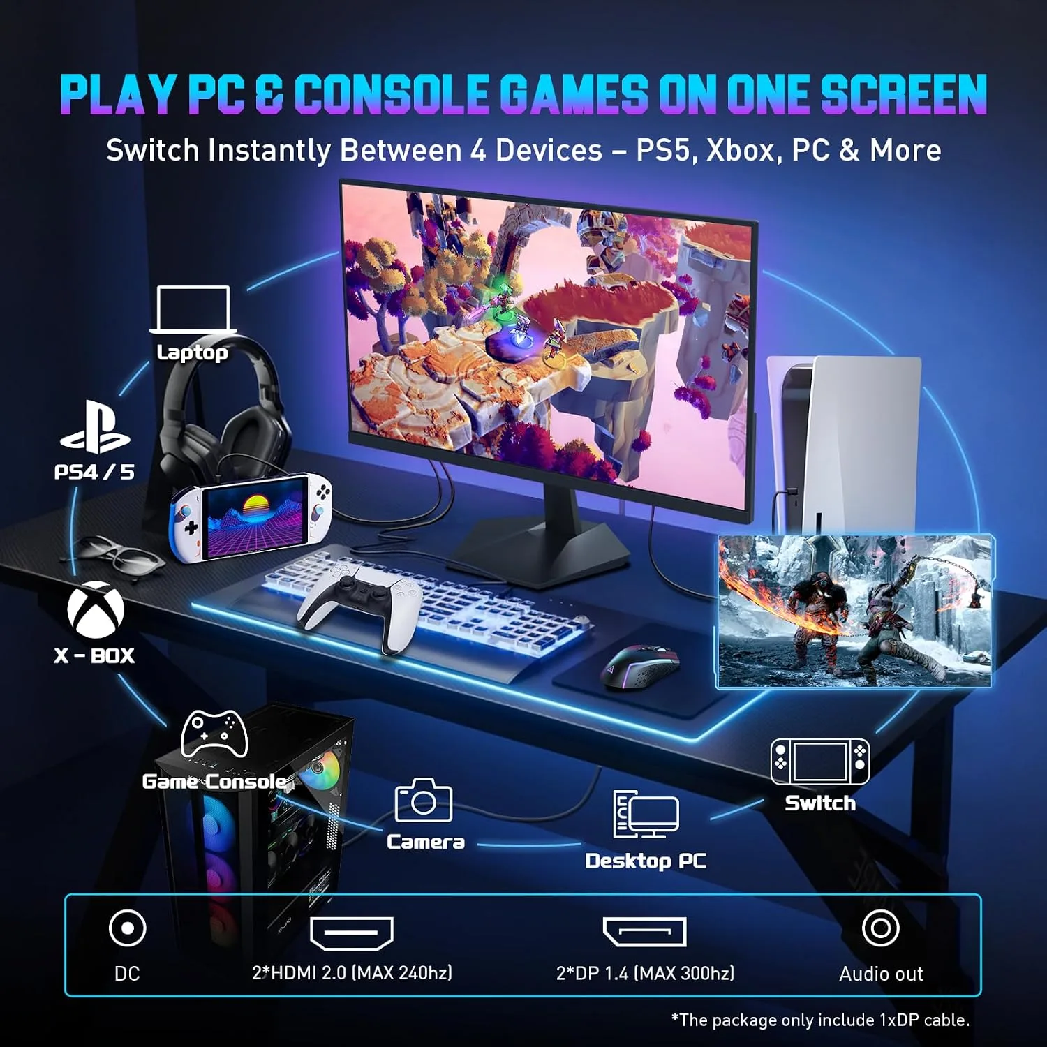 SANSUI 24.5 Inch 300hz 240hz, FHD 1080P Gaming Monitor for FPS PC Gaming
