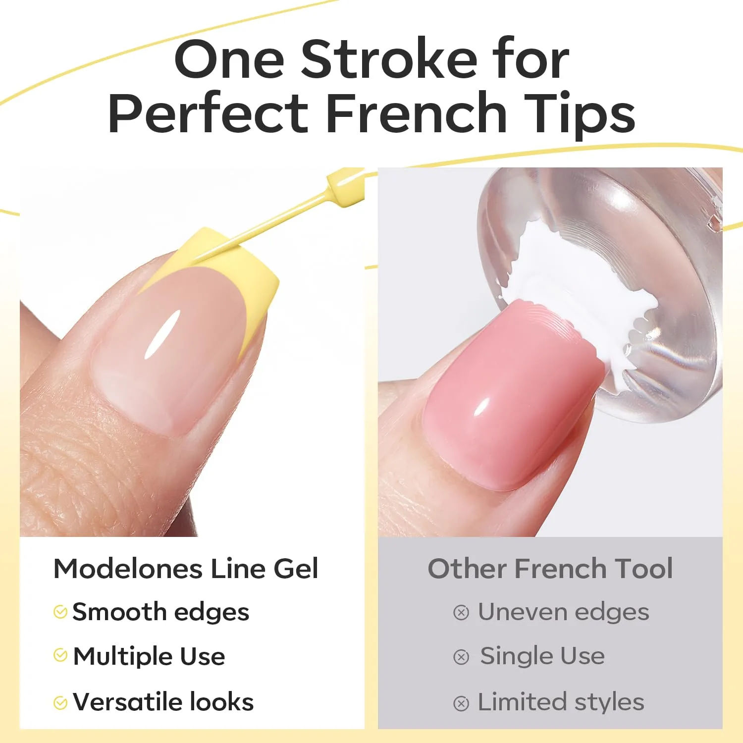 modelones Butter Yellow French Tip Liner Gel Polish 15ml Fine Brush